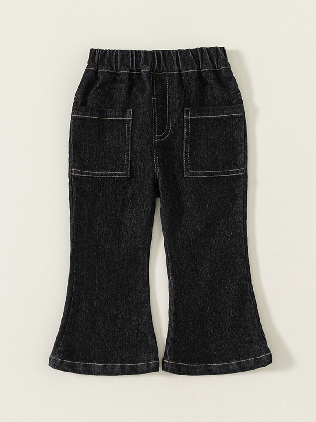 

LULU & SKY Girls Cotton Flared High-Rise Jeans, Black