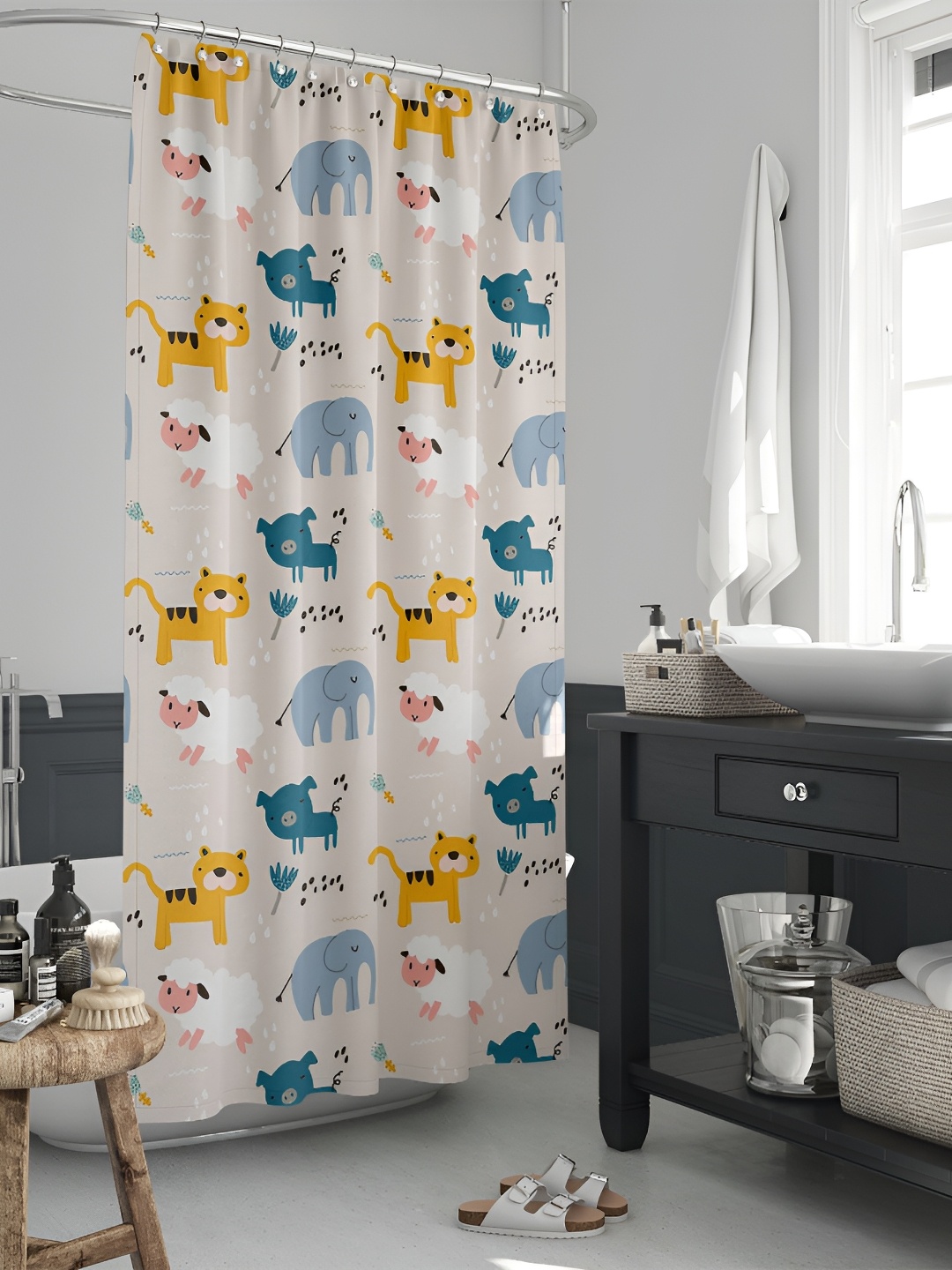 

ArtzFolio Single Piece Waterproof Polyester Shower Curtain, Multi