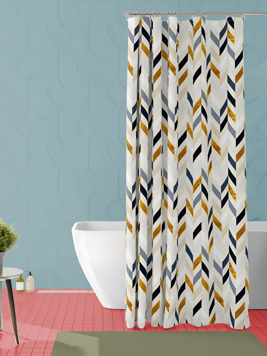 

ArtzFolio White & Brown Printed Waterproof Shower Curtain