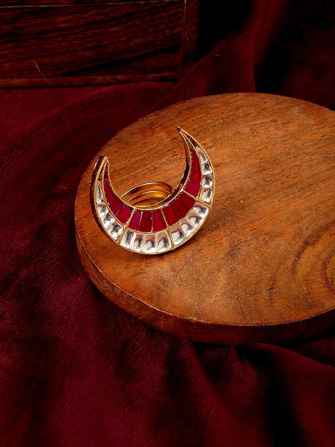 

Ruby Raang Gold-Plated Kundan-Studded Finger Ring