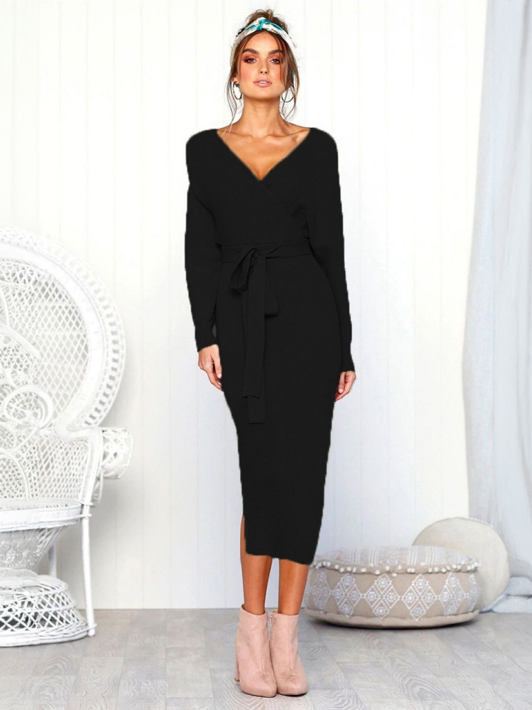 

StyleCast Women Bodycon Midi Dress, Black