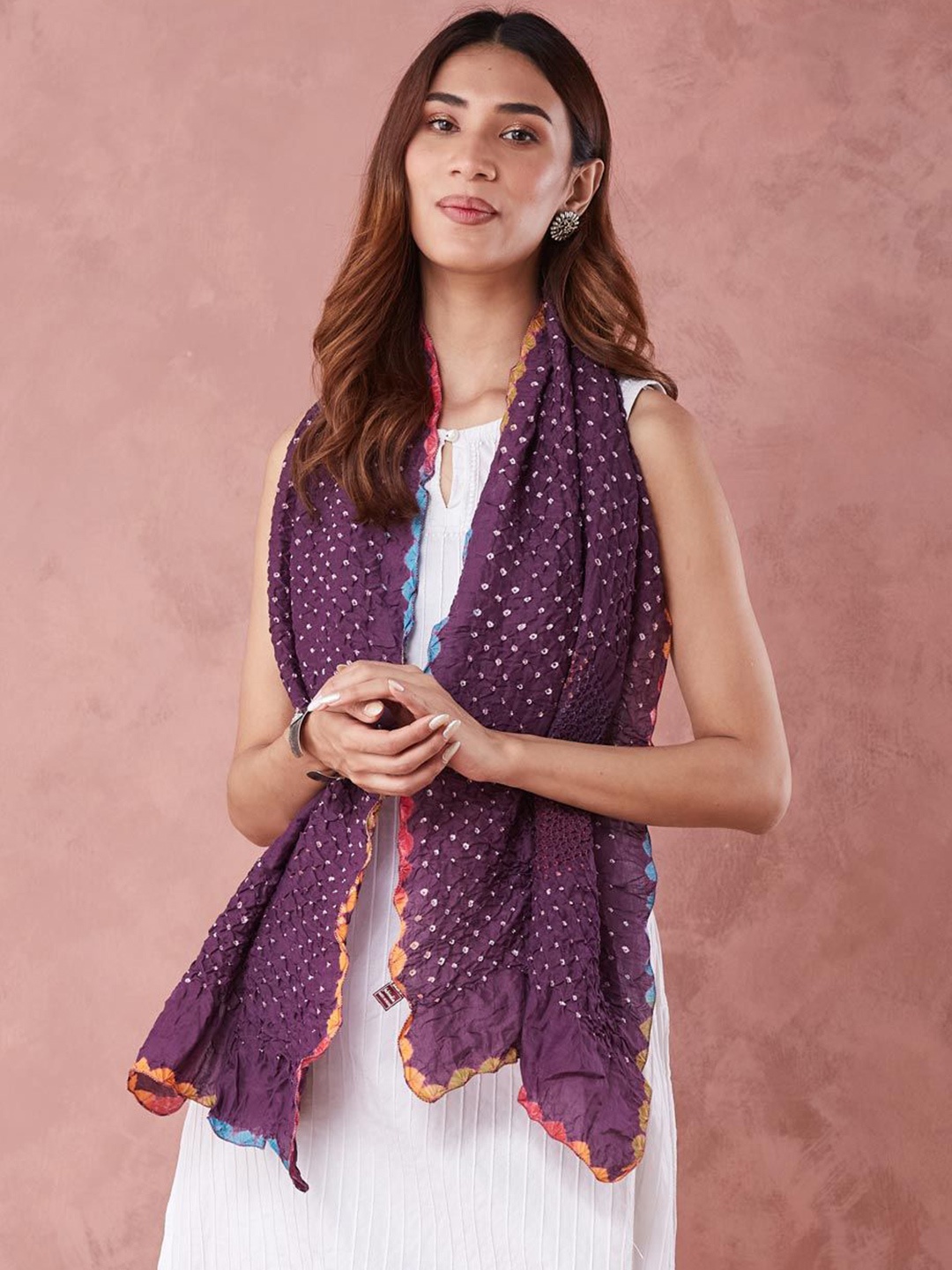 

Fabindia Women Bandhani Printed Stole, Purple