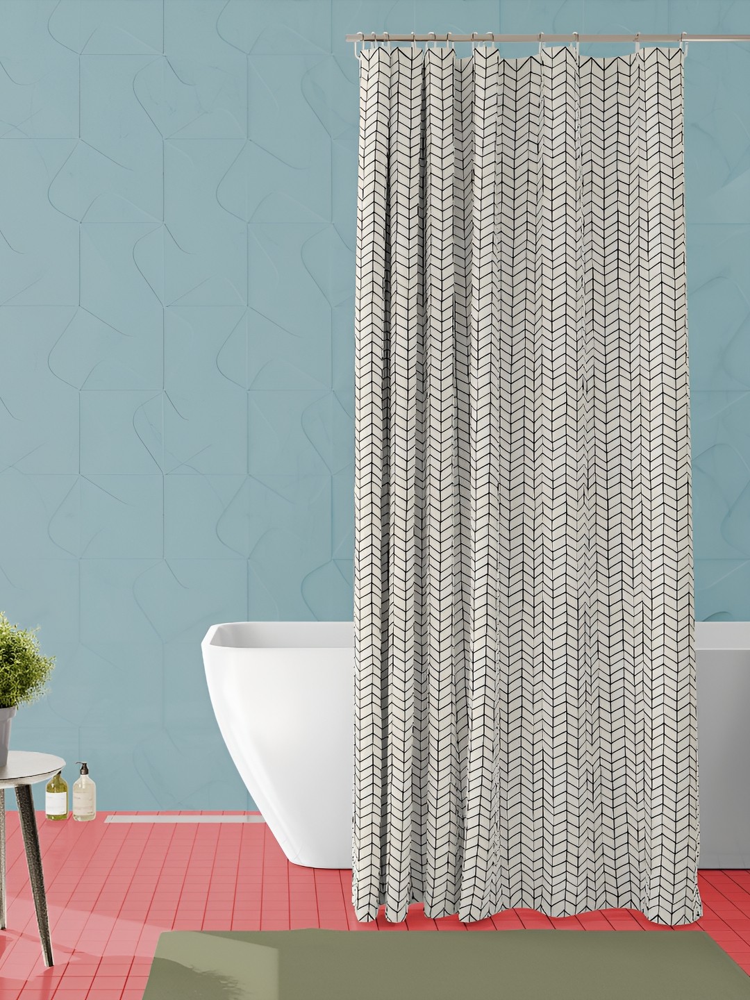 

ArtzFolio White and Black Geometric Printed Waterproof Shower Curtain