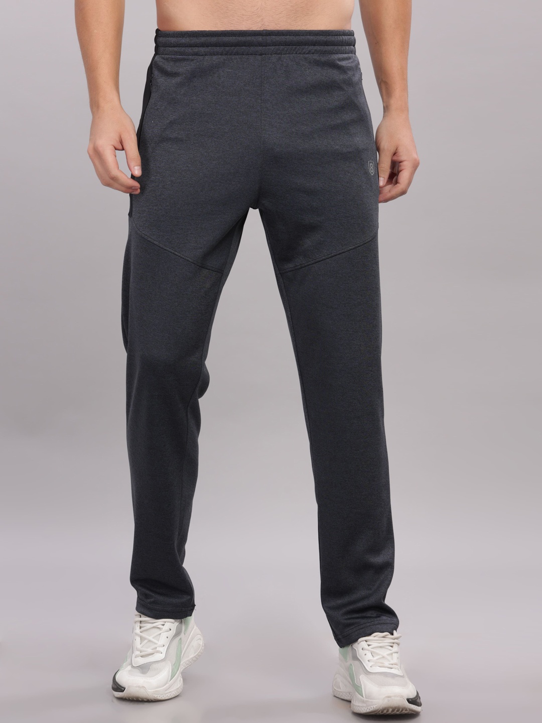 

Domin8 Men Sweat Wicking Track Pant With Stretchable Waist Band, Grey melange