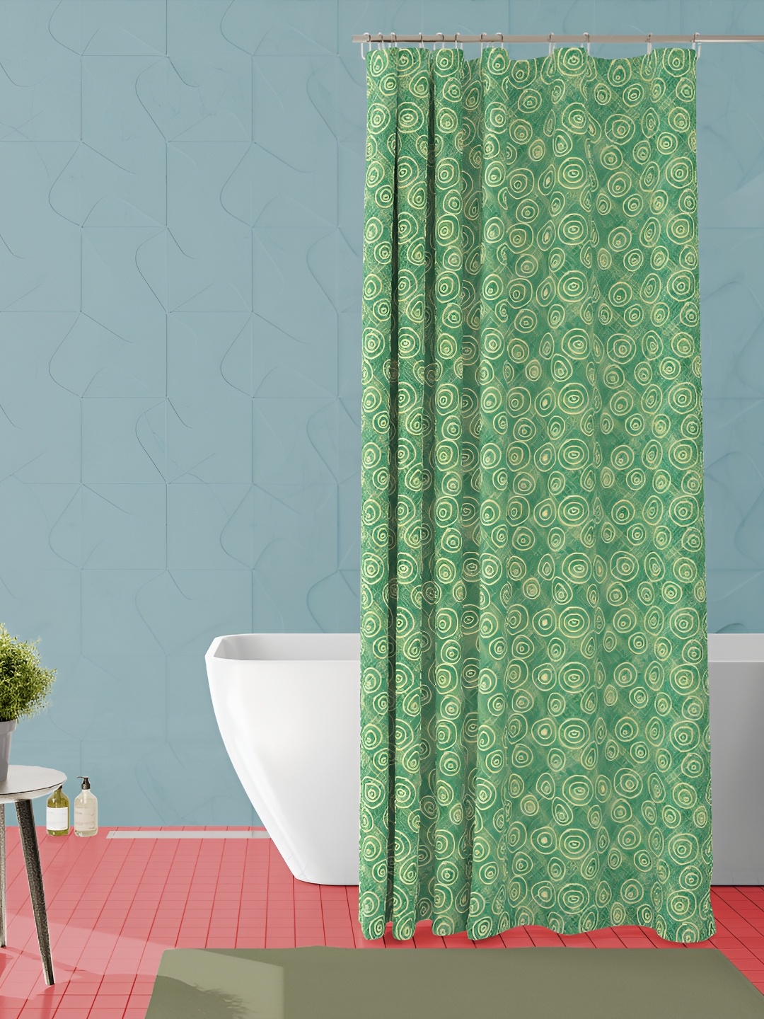 

ArtzFolio Green & Beige Printed Waterproof Shower Curtain