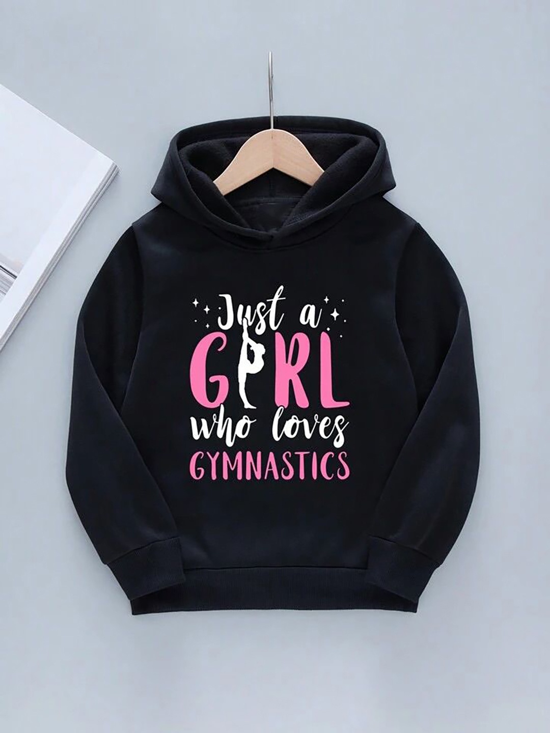 

TABADTOD Unisex Kids Typography Printed Hooded Dry Fit Sweatshirt, Black