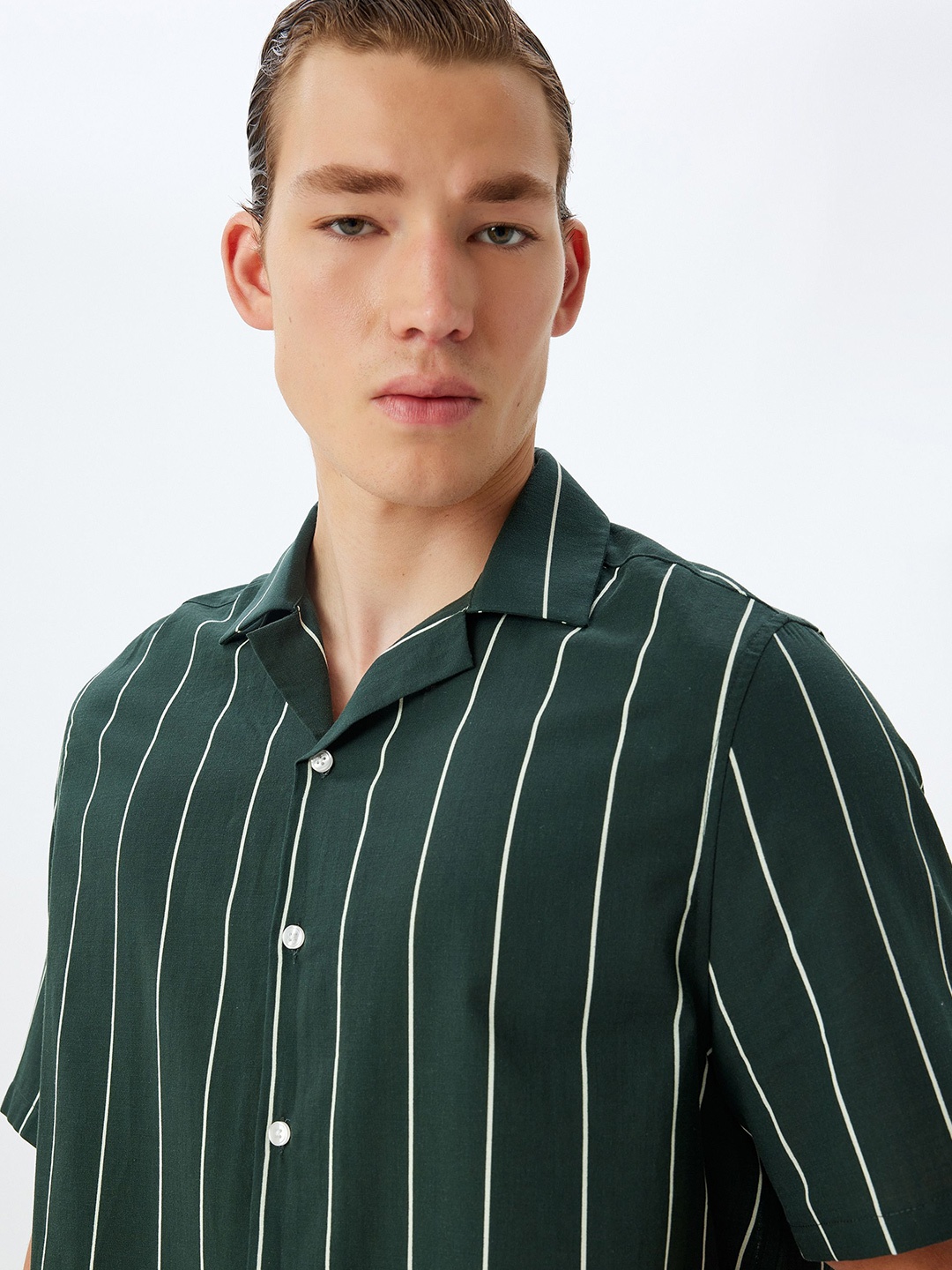 

Koton Men Opaque Striped Casual Shirt, Green