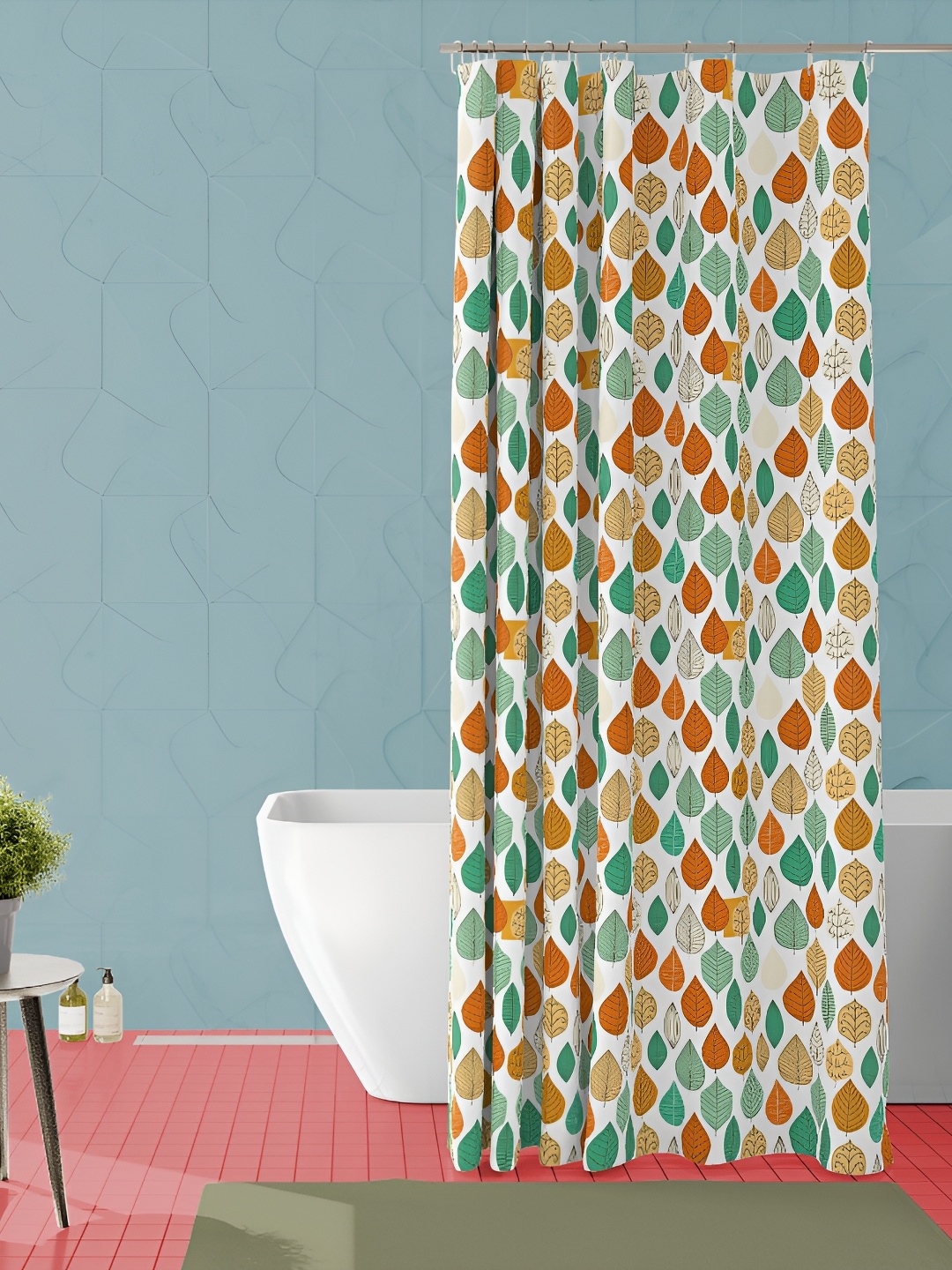 

ArtzFolio White & Green Printed Water Proof Shower Curtain