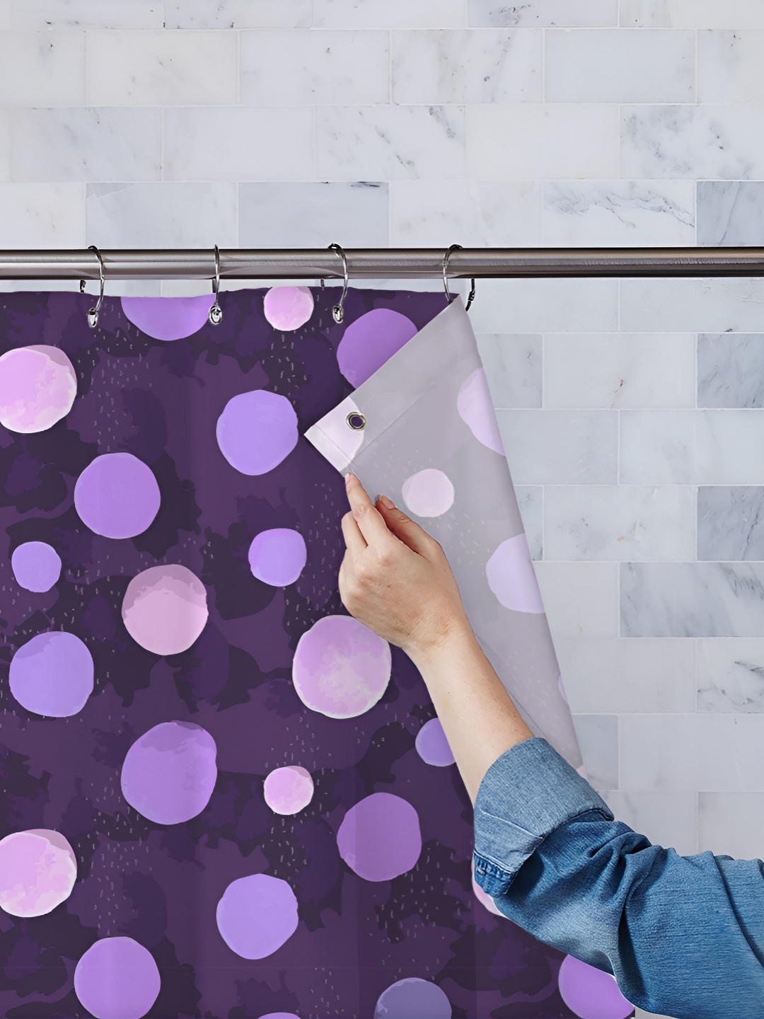 

ArtzFolio Purple & Blue Printed Waterproof Shower Curtain