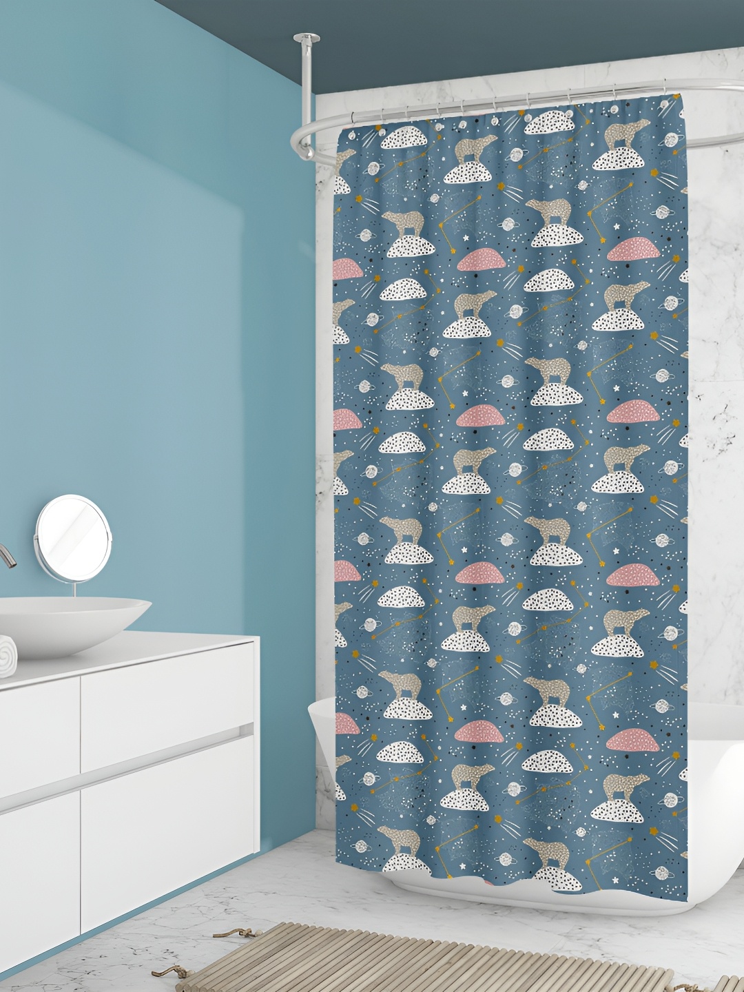 

ArtzFolio Grey Printed Waterproof Shower Curtain