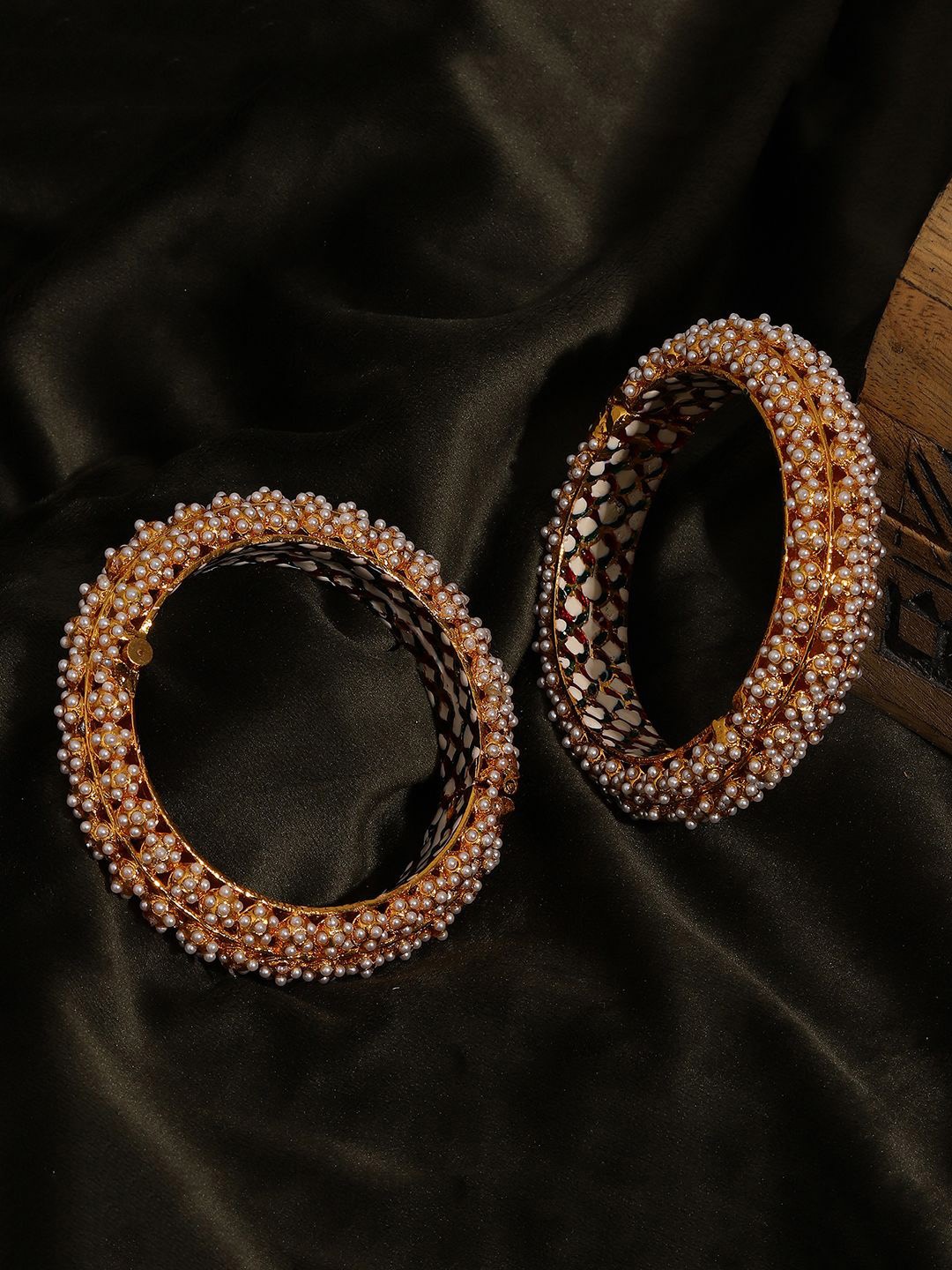 

Ruby Raang Set Of 2 Gold-Plated Beaded Bangles