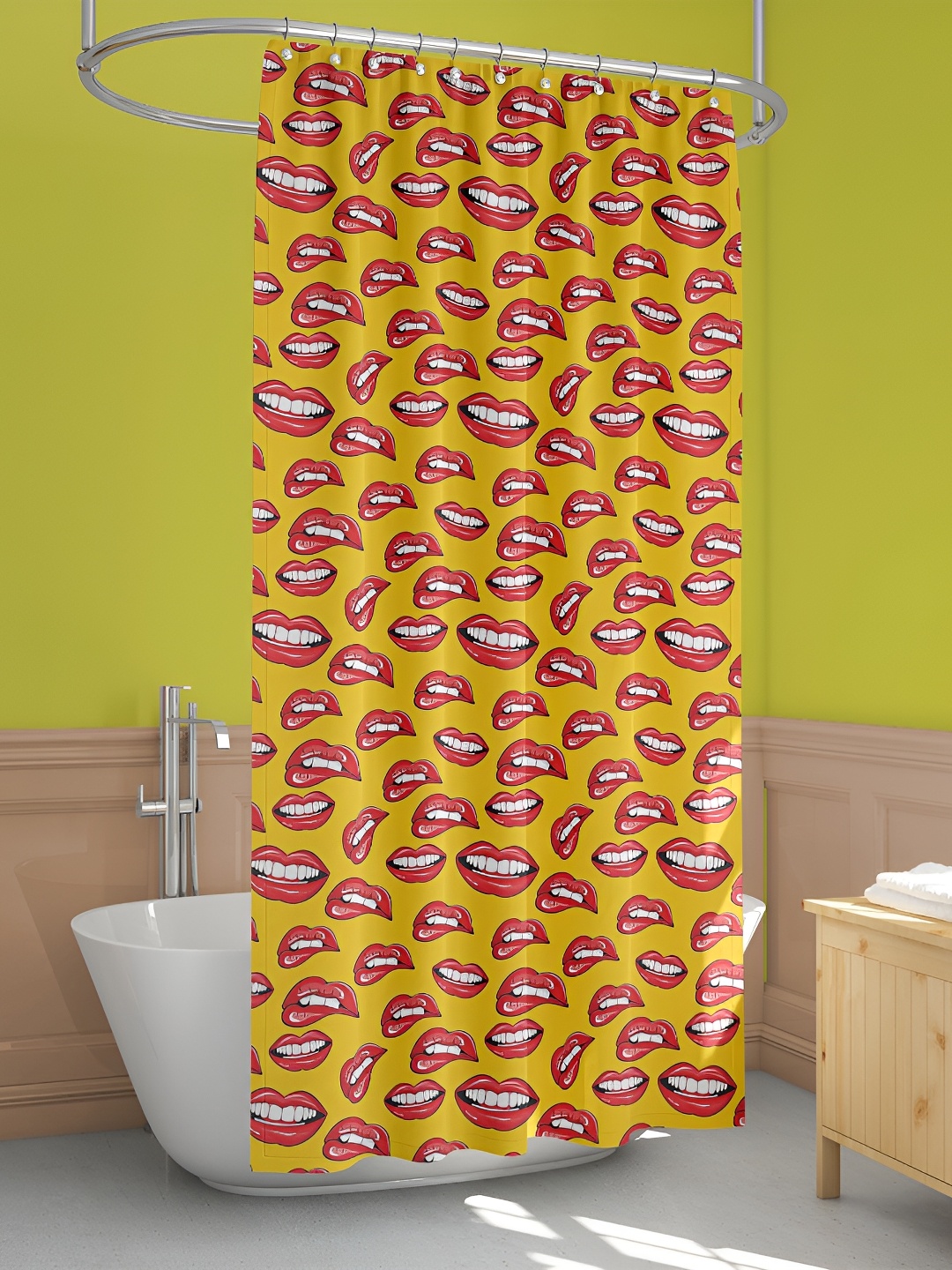 

ArtzFolio Yellow & Red Conversational Printed Waterproof Shower Curtain