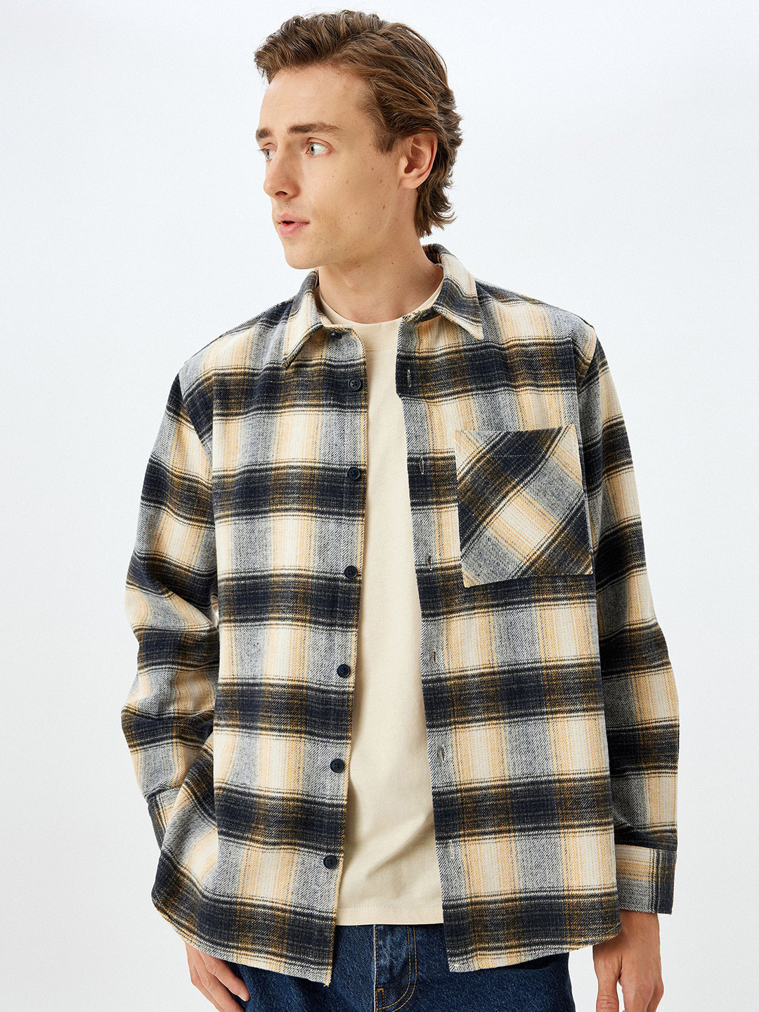 

Koton Men Opaque Checked Casual Shirt, Grey