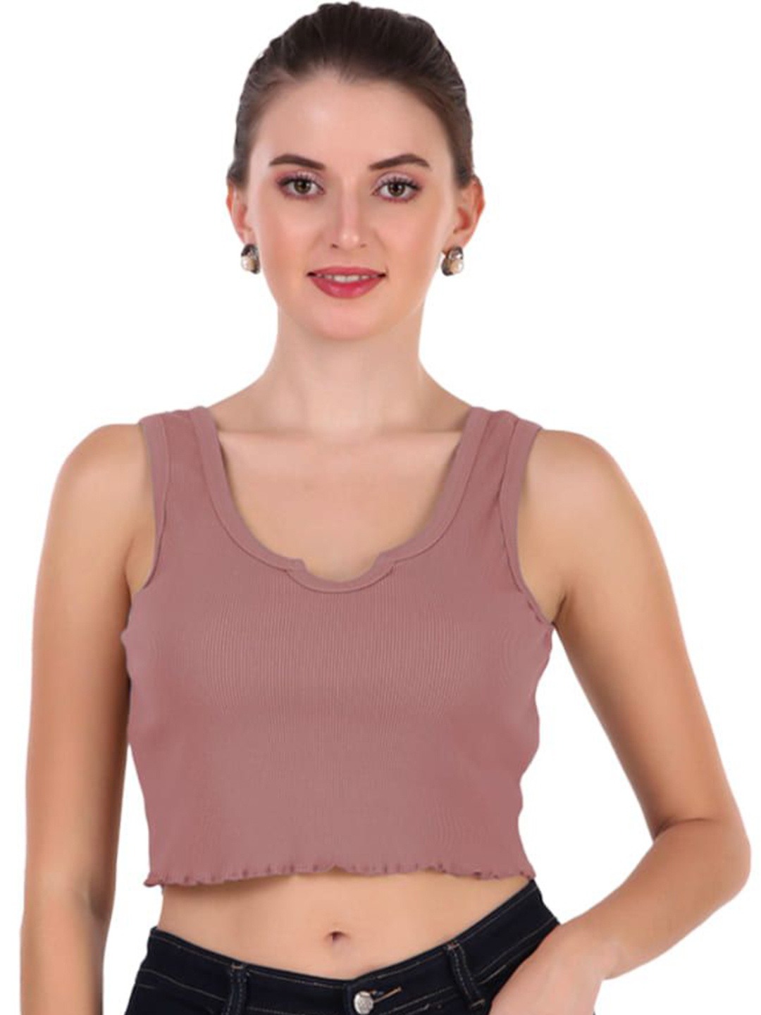 

Swaranjali Women Cotton Tank Crop Top, Peach