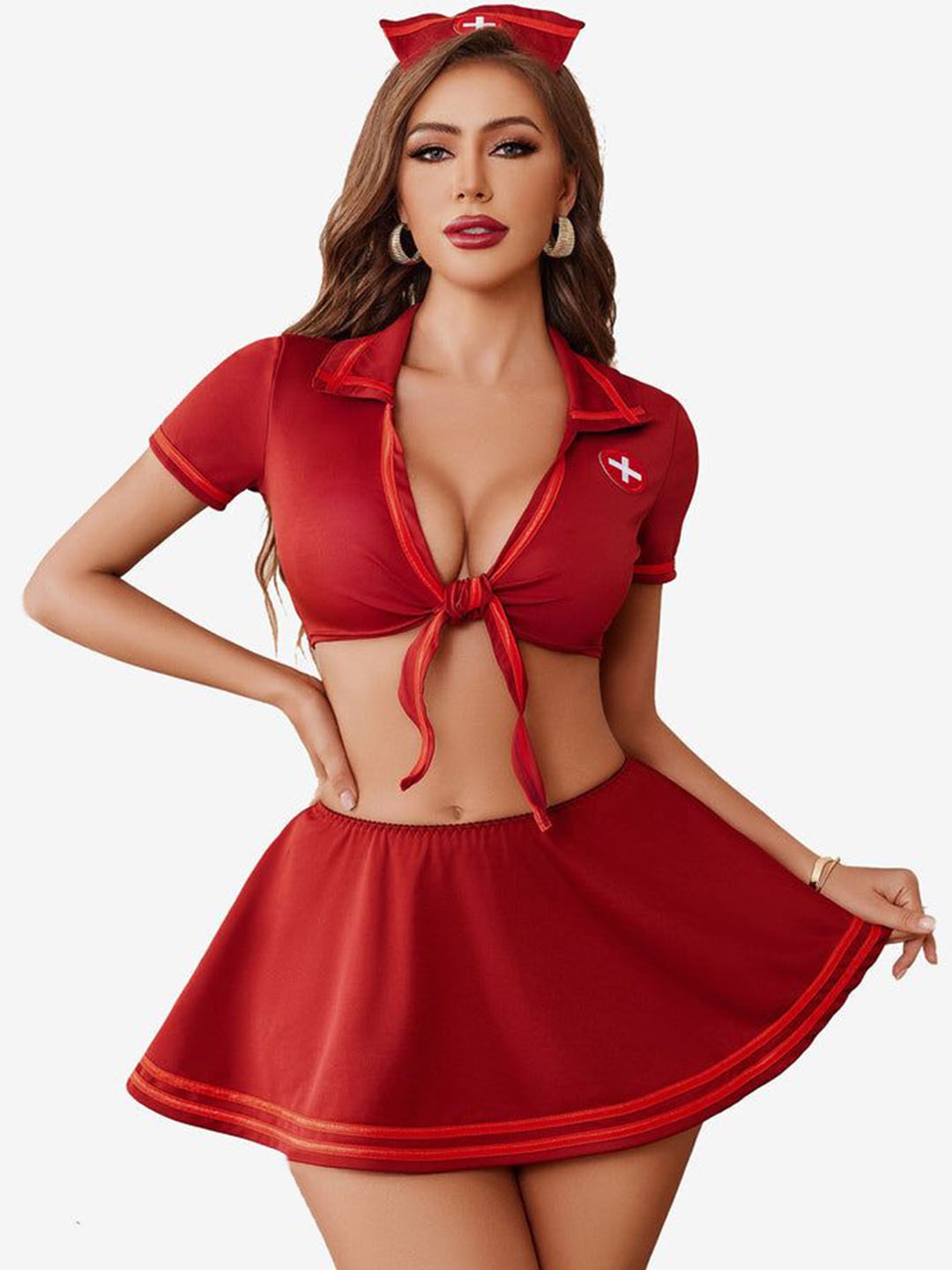 

Softwrap Women Self Design Baby Doll, Maroon