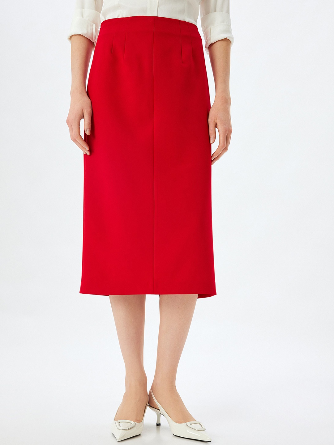 

Koton Women Back Slit Pencil Midi Skirts, Red