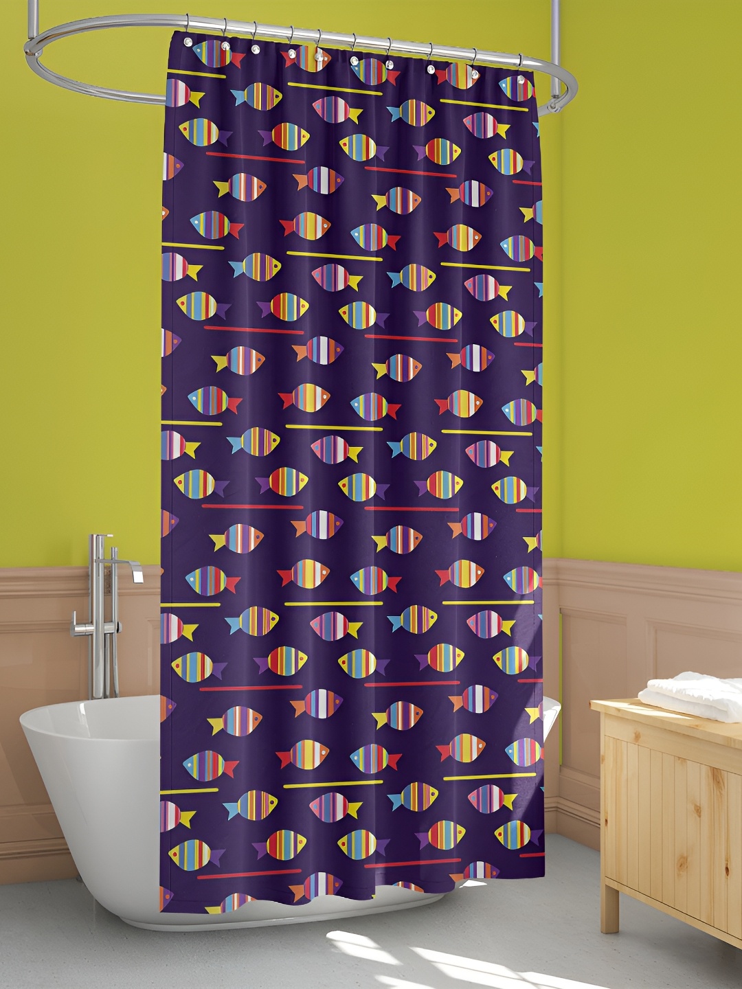 

ArtzFolio Red & Navy Blue Printed Shower Curtains