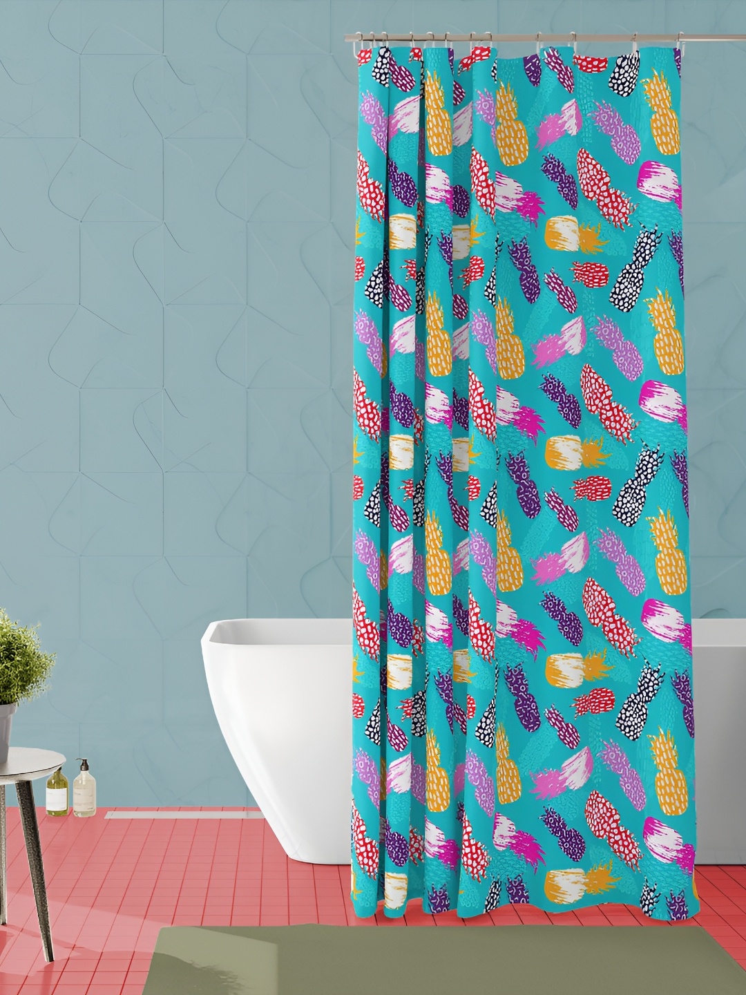 

ArtzFolio Turquoise Blue & Yellow Printed Water Proof Shower Curtain