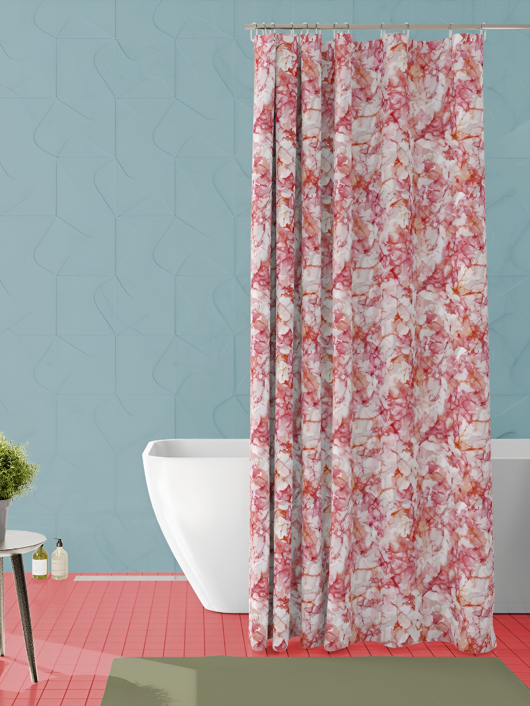 

ArtzFolio White & Red Abstract Printed Waterproof Shower Curtain