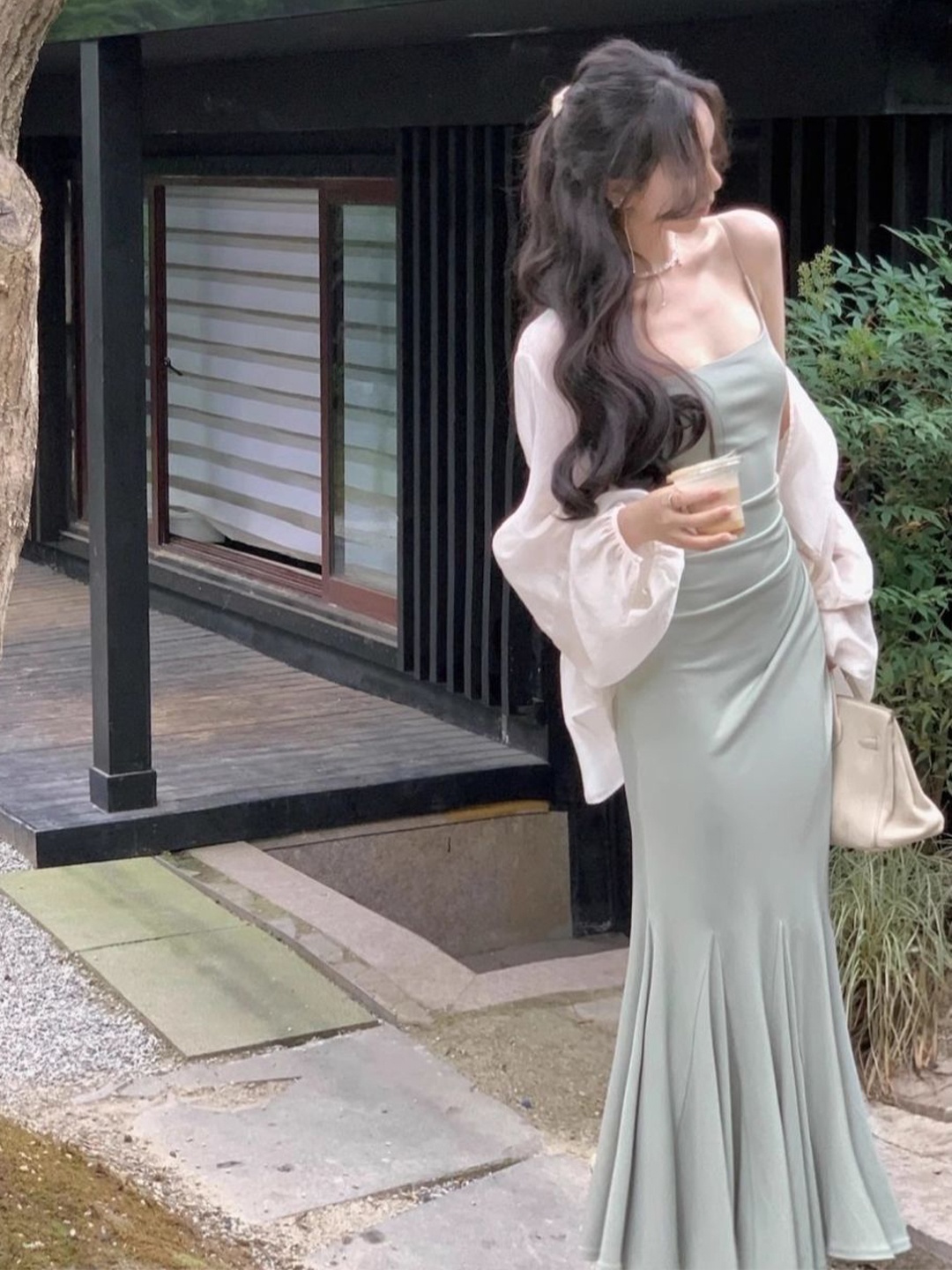

KPOP Women Shoulder Straps Sleeveless Bodycon Maxi Dress, Grey