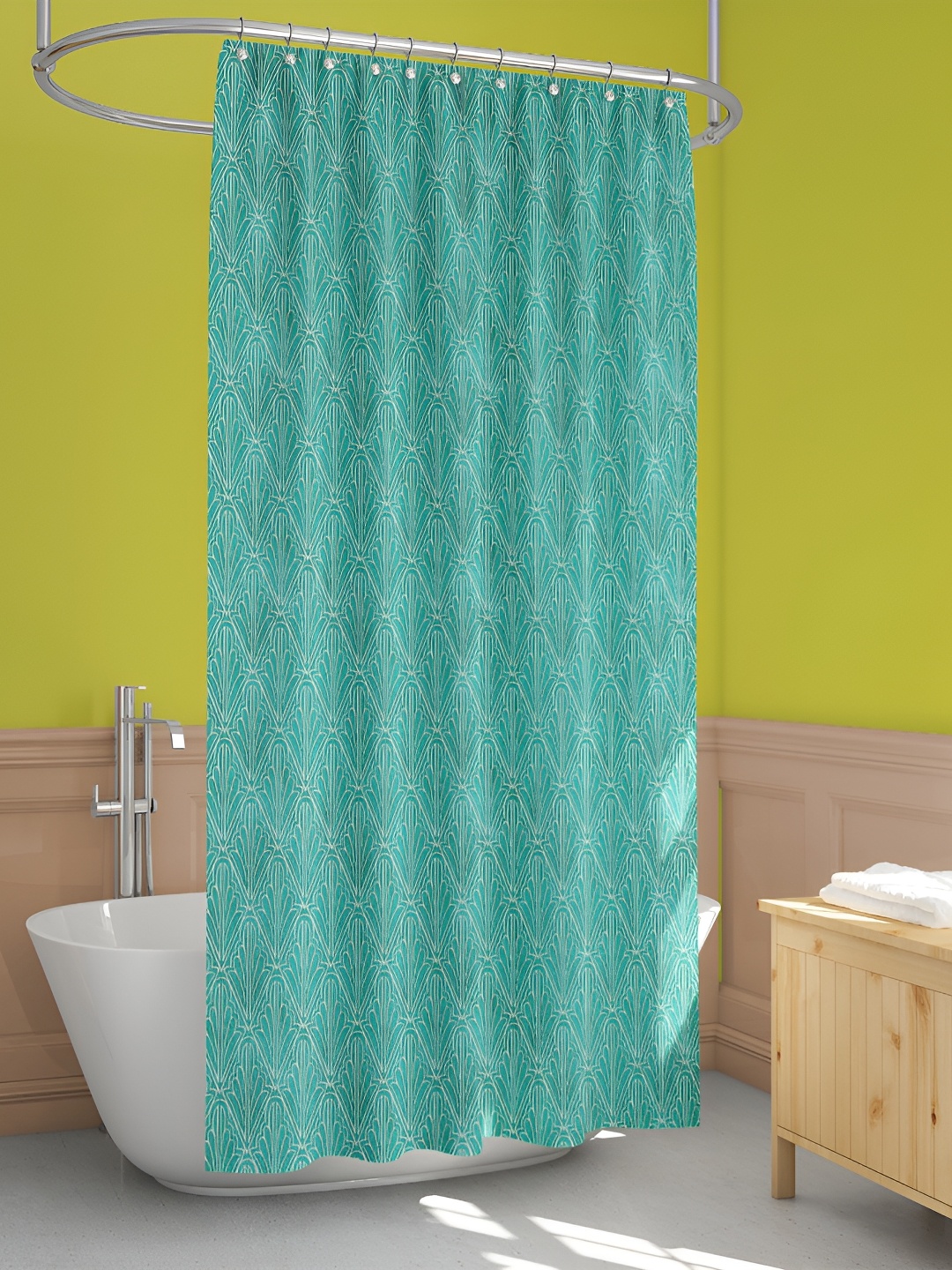 

ArtzFolio Turquoise Blue & White Printed Waterproof Shower Curtain