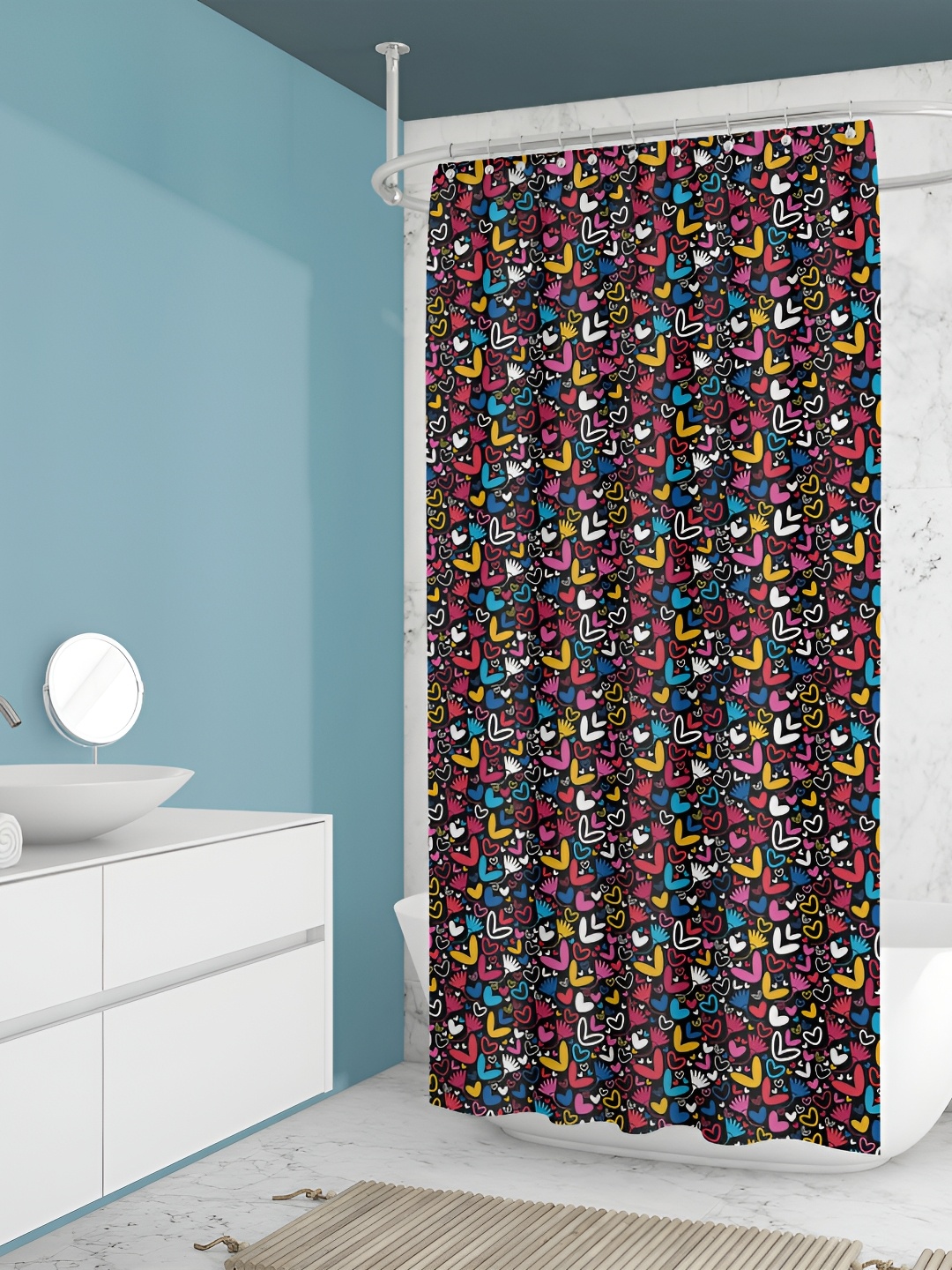 

ArtzFolio Black & Pink Printed Water Proof Shower Curtain