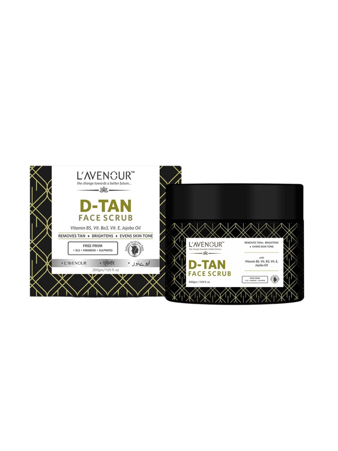 

L'AVENOUR D-Tan Face Scrub For Deep Exfoliation With Jojoba Oil - 200 g, Beige