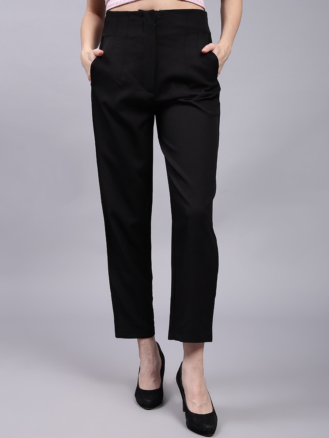 

SAFFE Women Original MidRise Loose Fit Trousers, Black