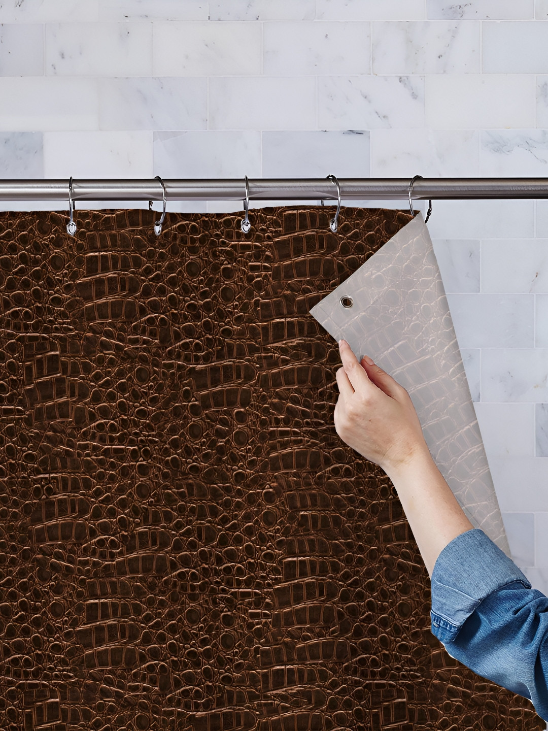 

ArtzFolio Brown Printed Water Proof Shower Curtain