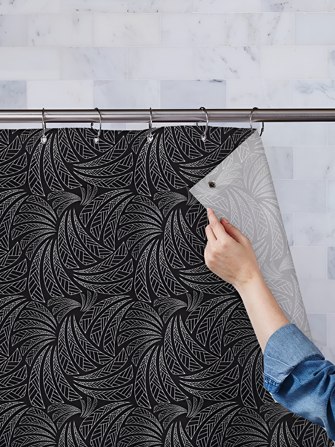 

ArtzFolio Black & White Printed Waterproof Shower Curtain
