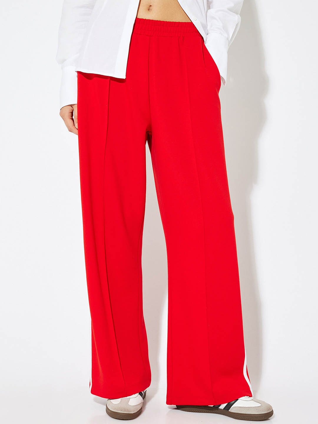 

Koton Women Mid-Rise Parallel Trousers, Red
