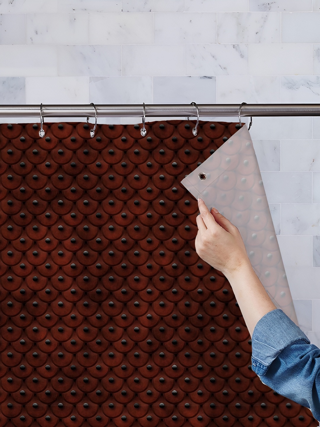 

ArtzFolio Brown & Black Printed Waterproof Shower Curtain