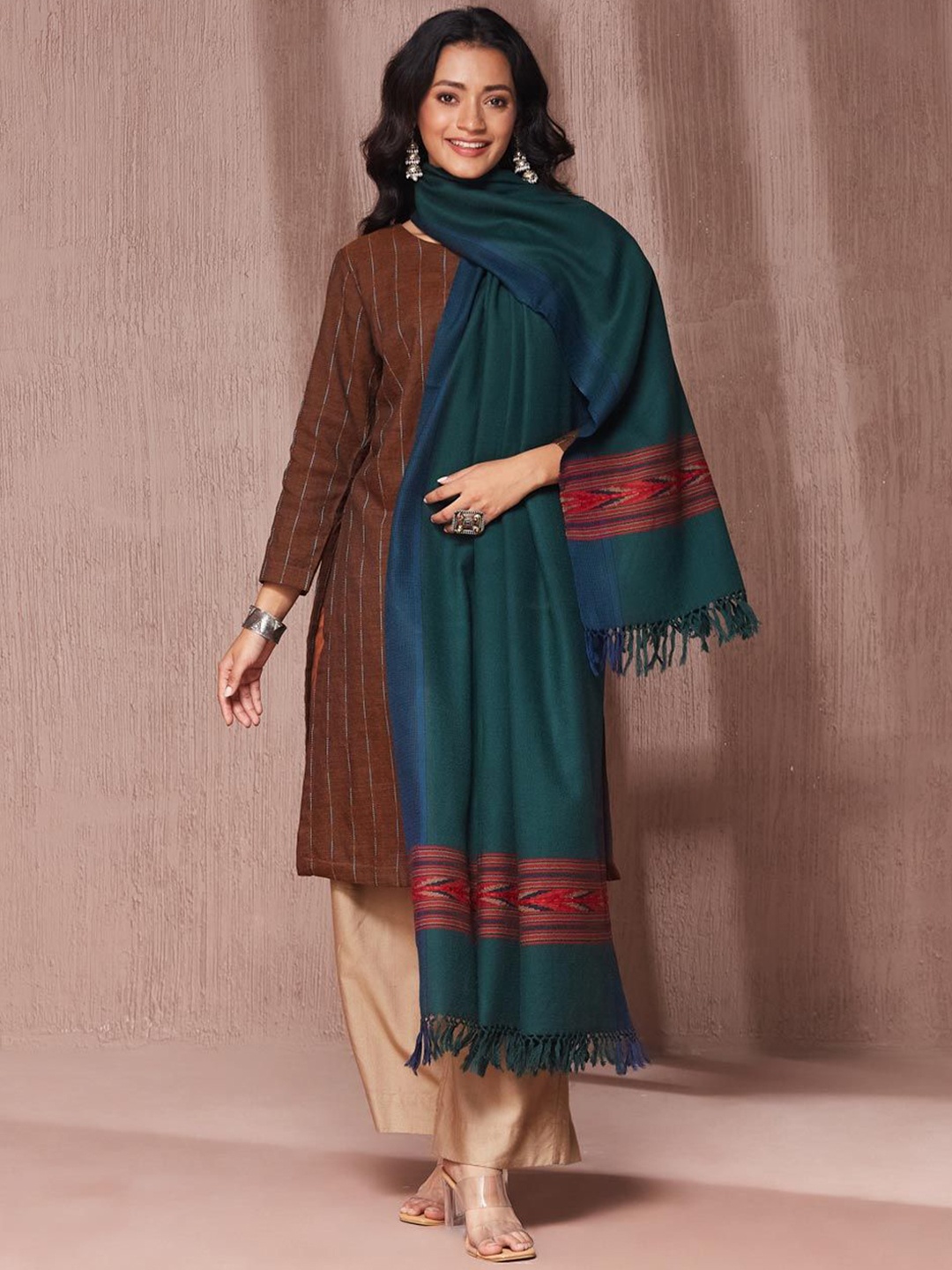 

Fabindia Green Wool Shawl