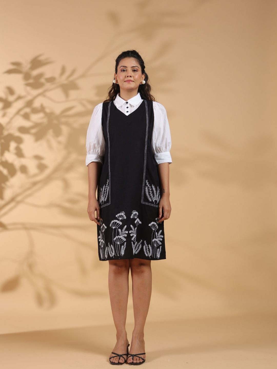 

Kaftanize Women Floral Printed A-Line Dress, Black