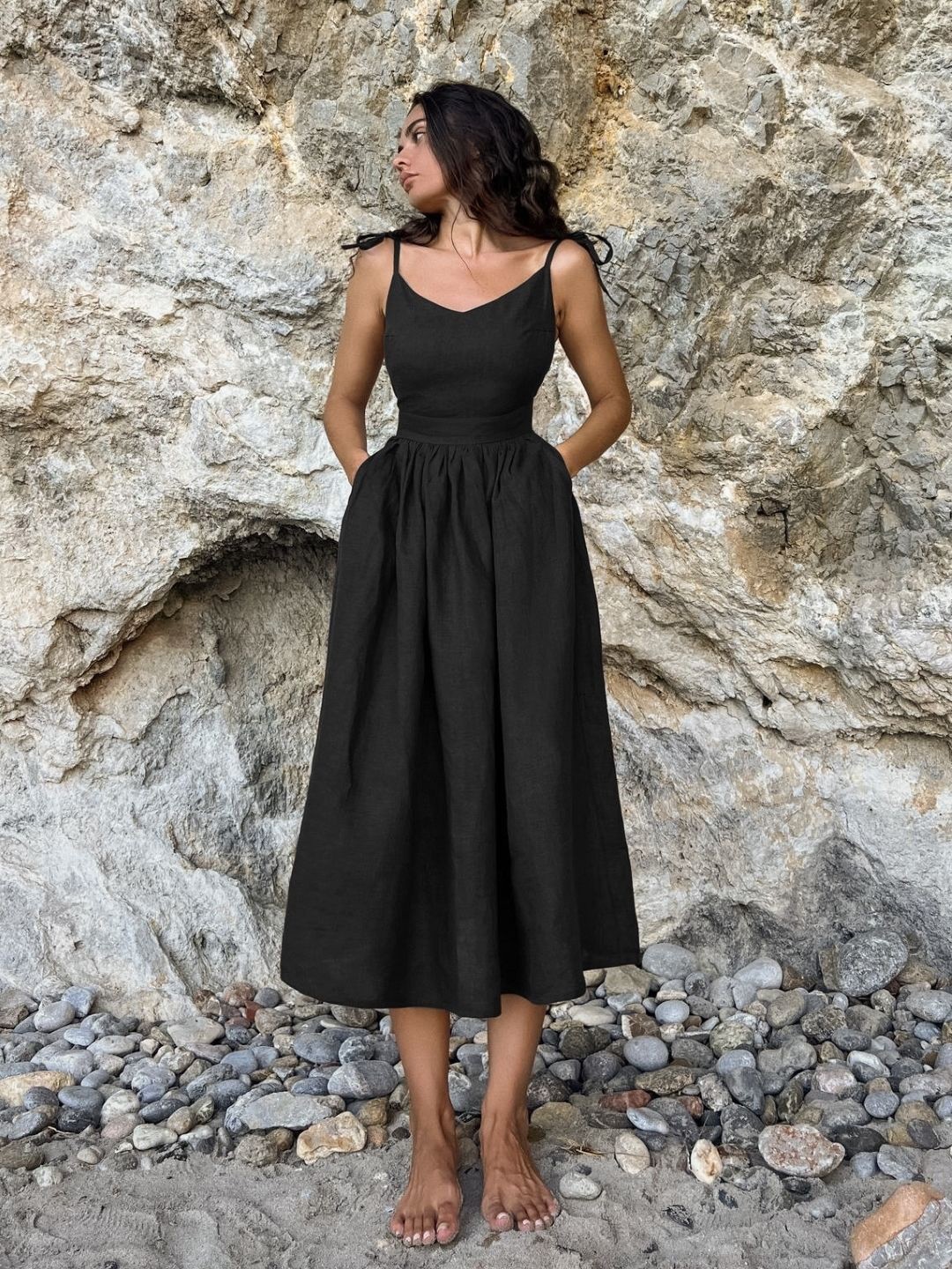 

StyleCast Women Cotton Sleeveless Midi Dress, Black