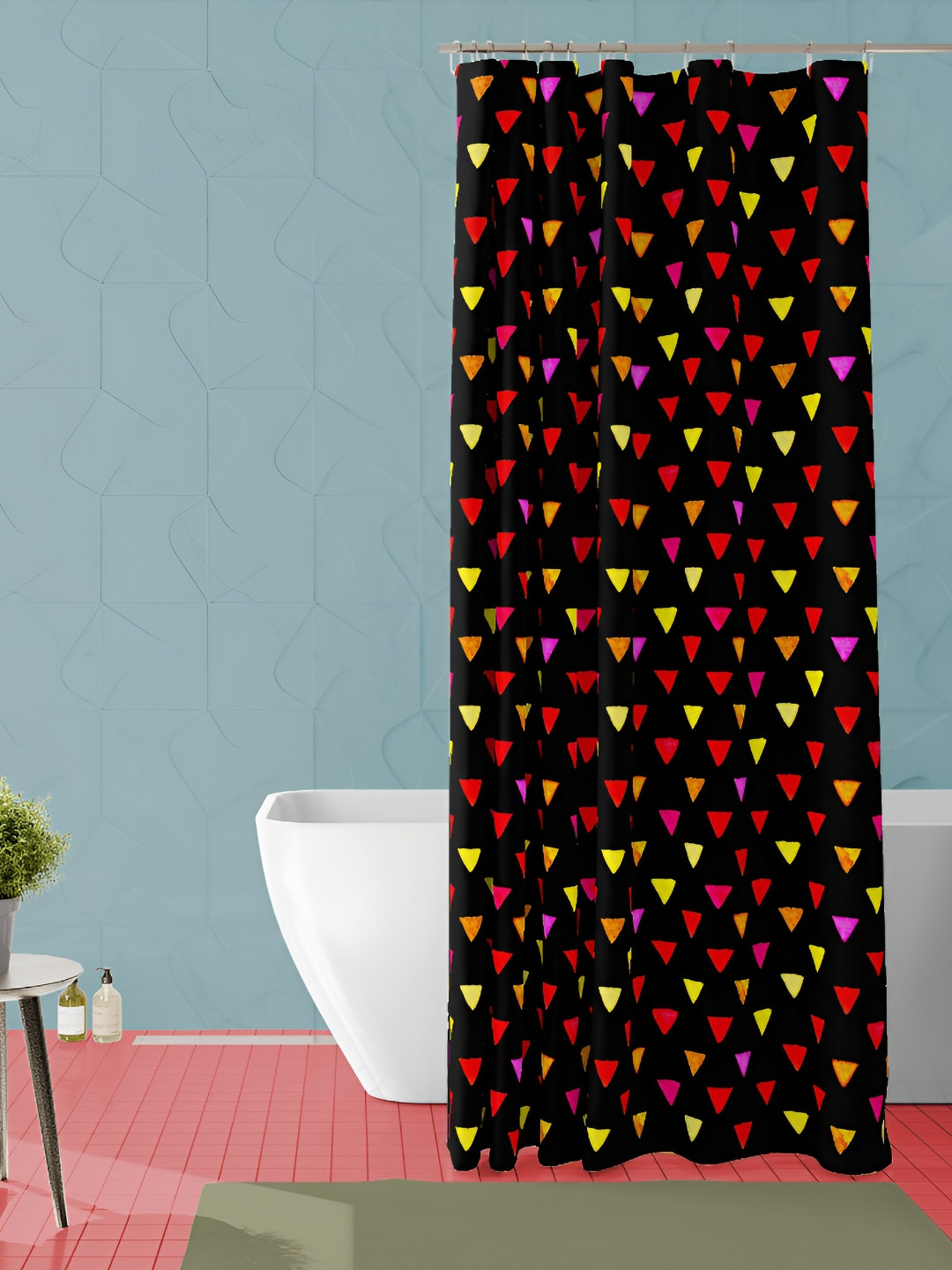 

ArtzFolio Black & Red Geometric Printed Waterproof Shower Curtain