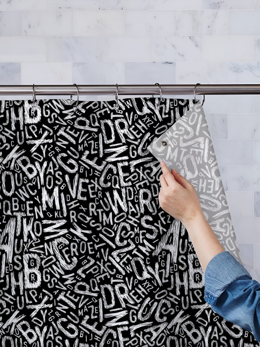 

ArtzFolio Black & White Printed Waterproof Shower Curtain