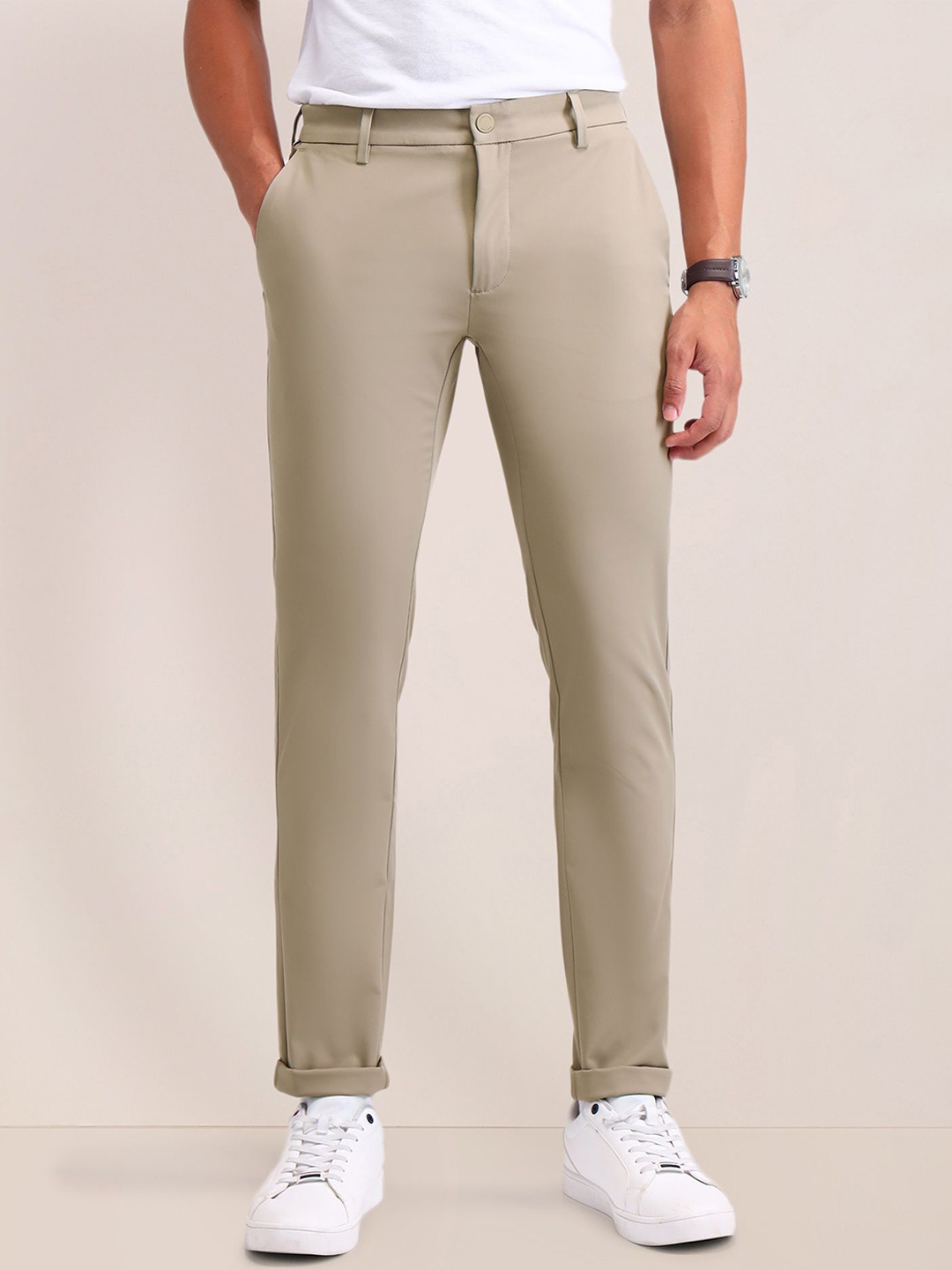 

U.S. Polo Assn. Men Urban Mid-Rise Slim Fit Chinos Trousers, Beige