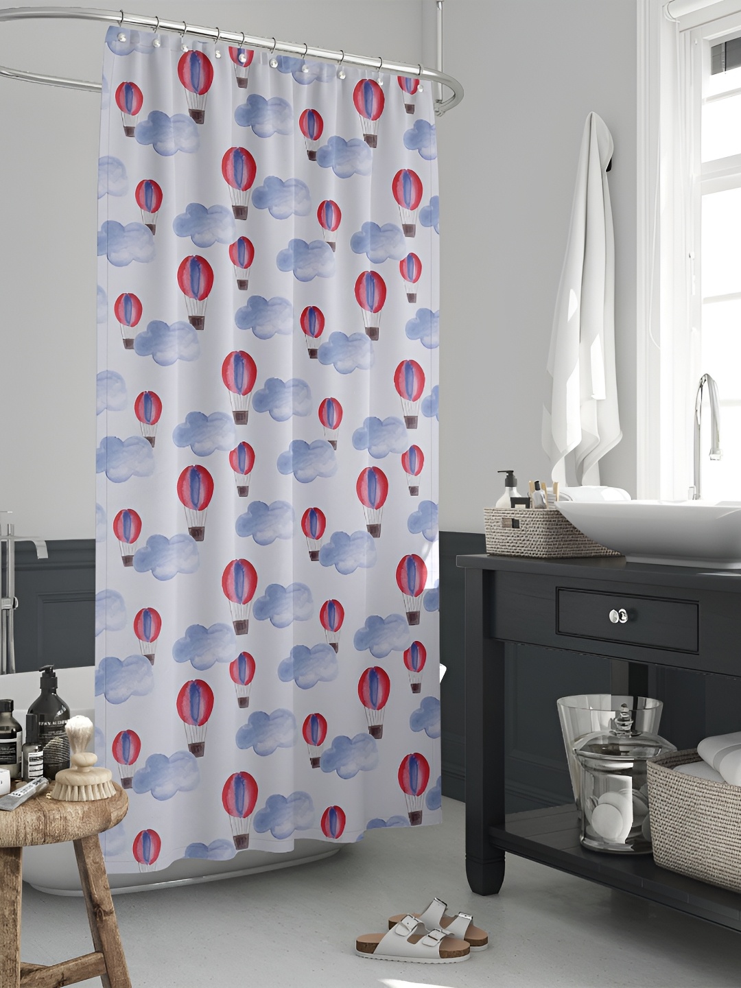 

ArtzFolio Blue & Red Printed Waterproof Shower Curtains