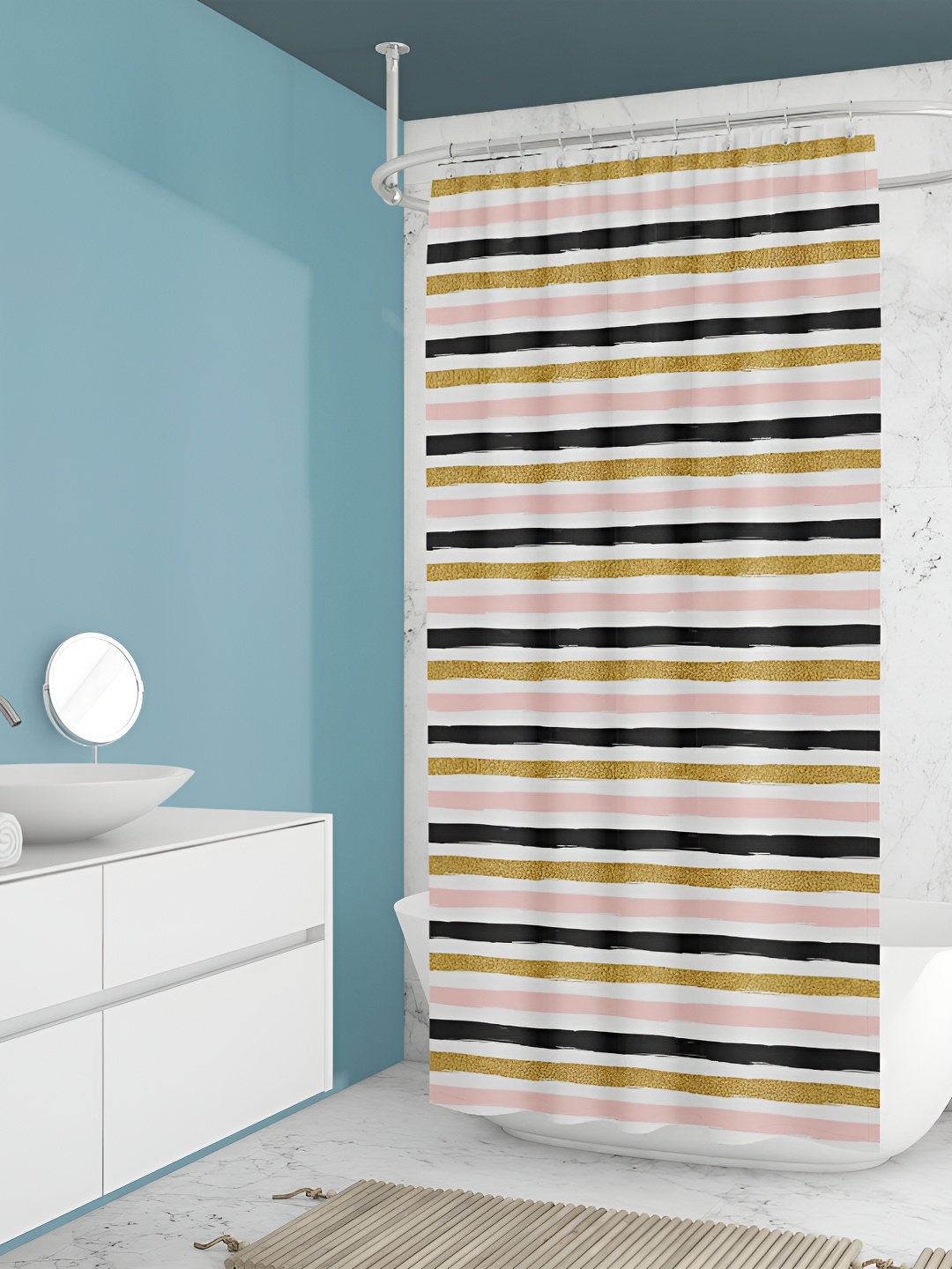

ArtzFolio Single Piece Waterproof Polyester Shower Curtain, Multi