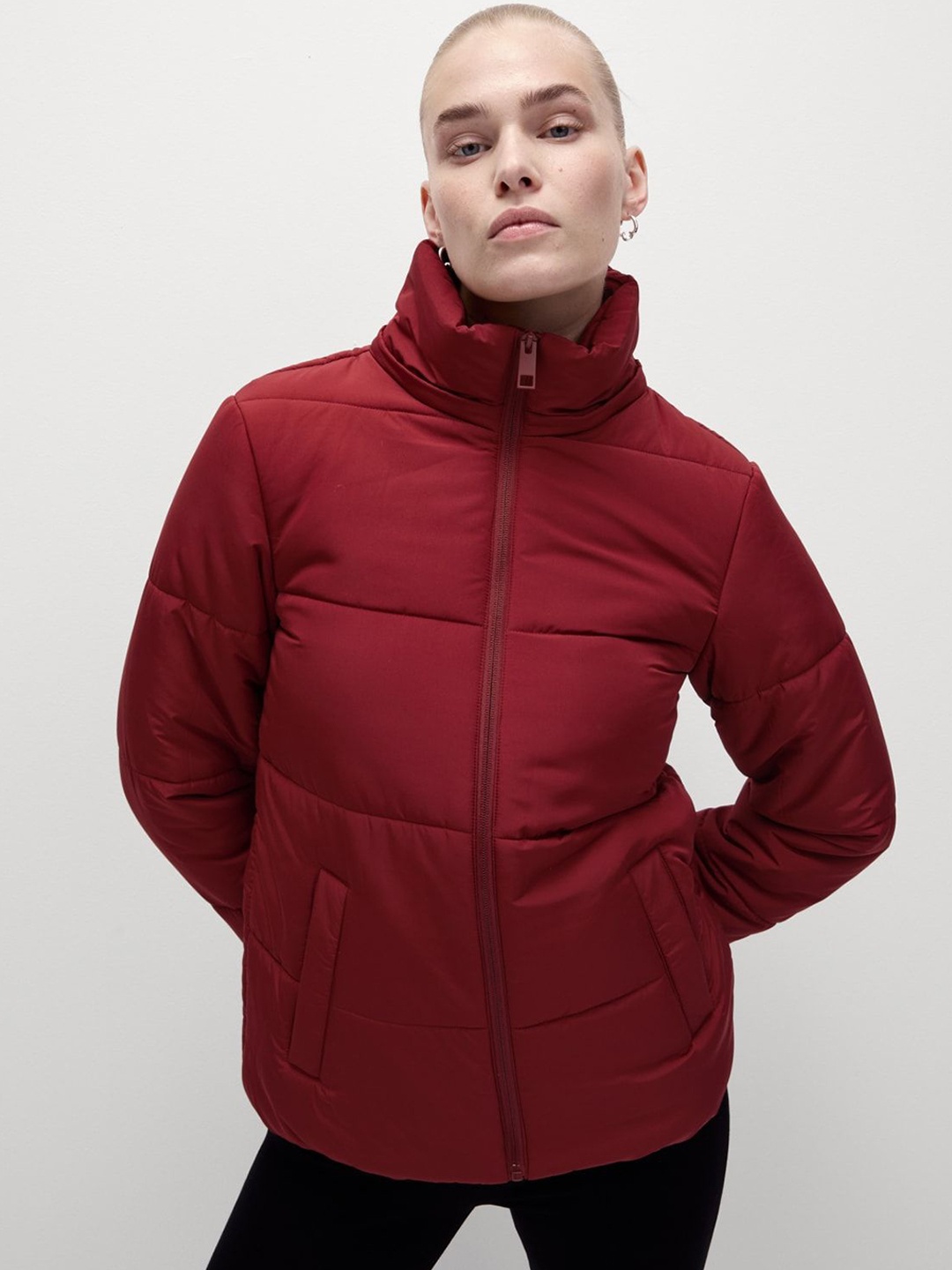 

Marks & Spencer Women Colourblocked Polyester Longline Padded Jacket with Patchwork, Red