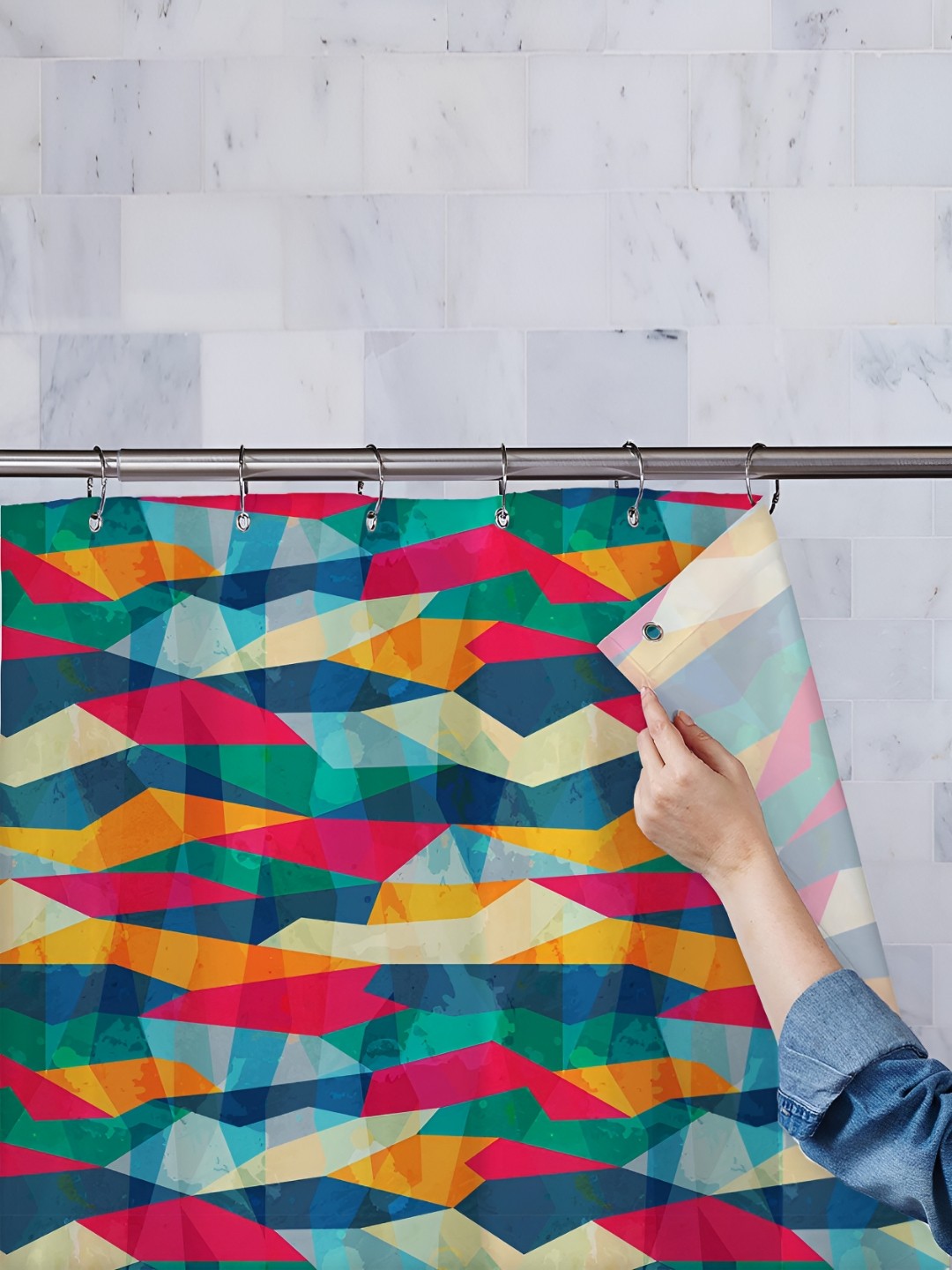 

ArtzFolio Blue & Pink Printed Waterproof Shower Curtains
