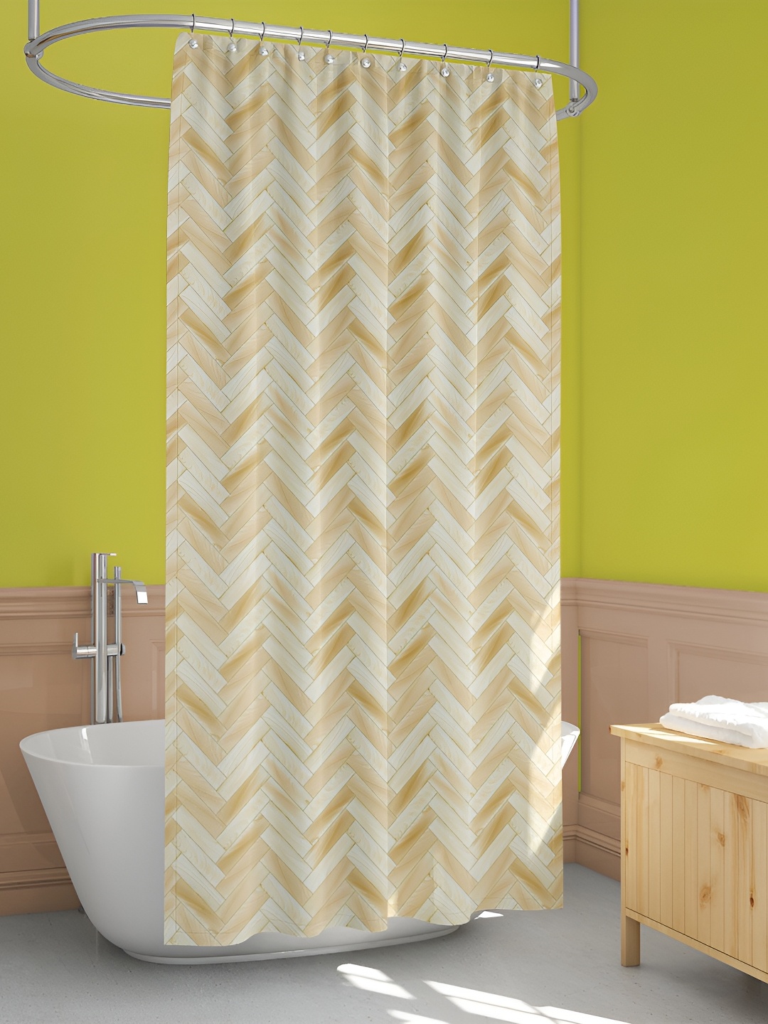 

ArtzFolio Beige & Brown Geometric Printed Waterproof Shower Curtain