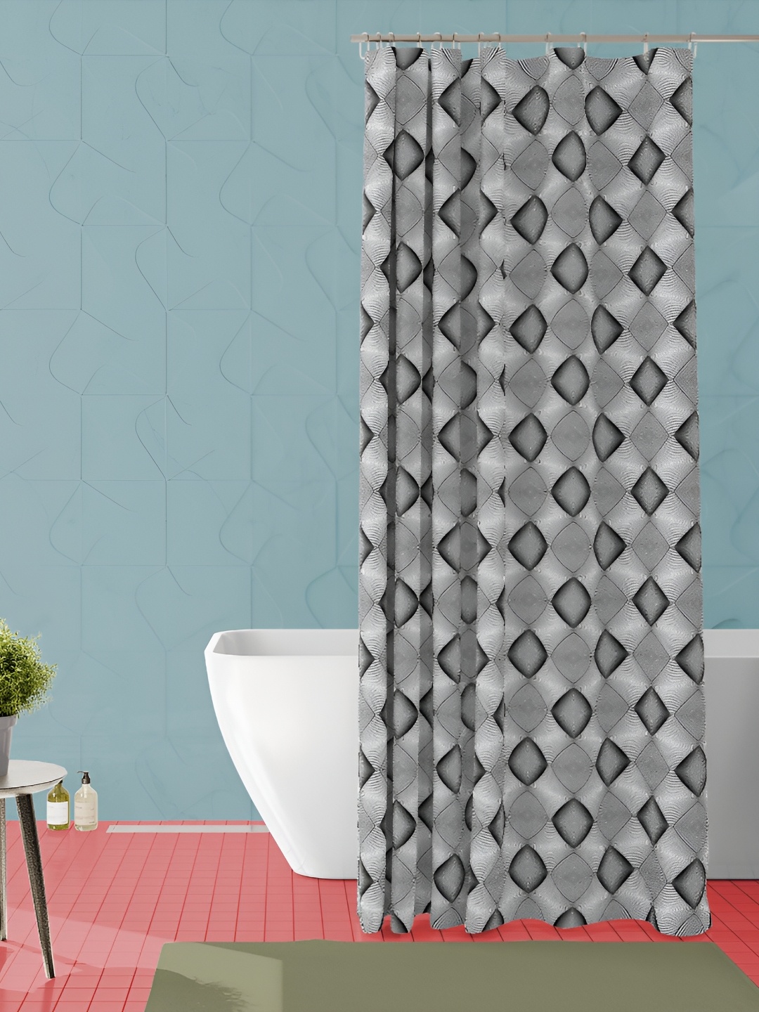 

ArtzFolio Black & Grey Printed Waterproof Shower Curtains