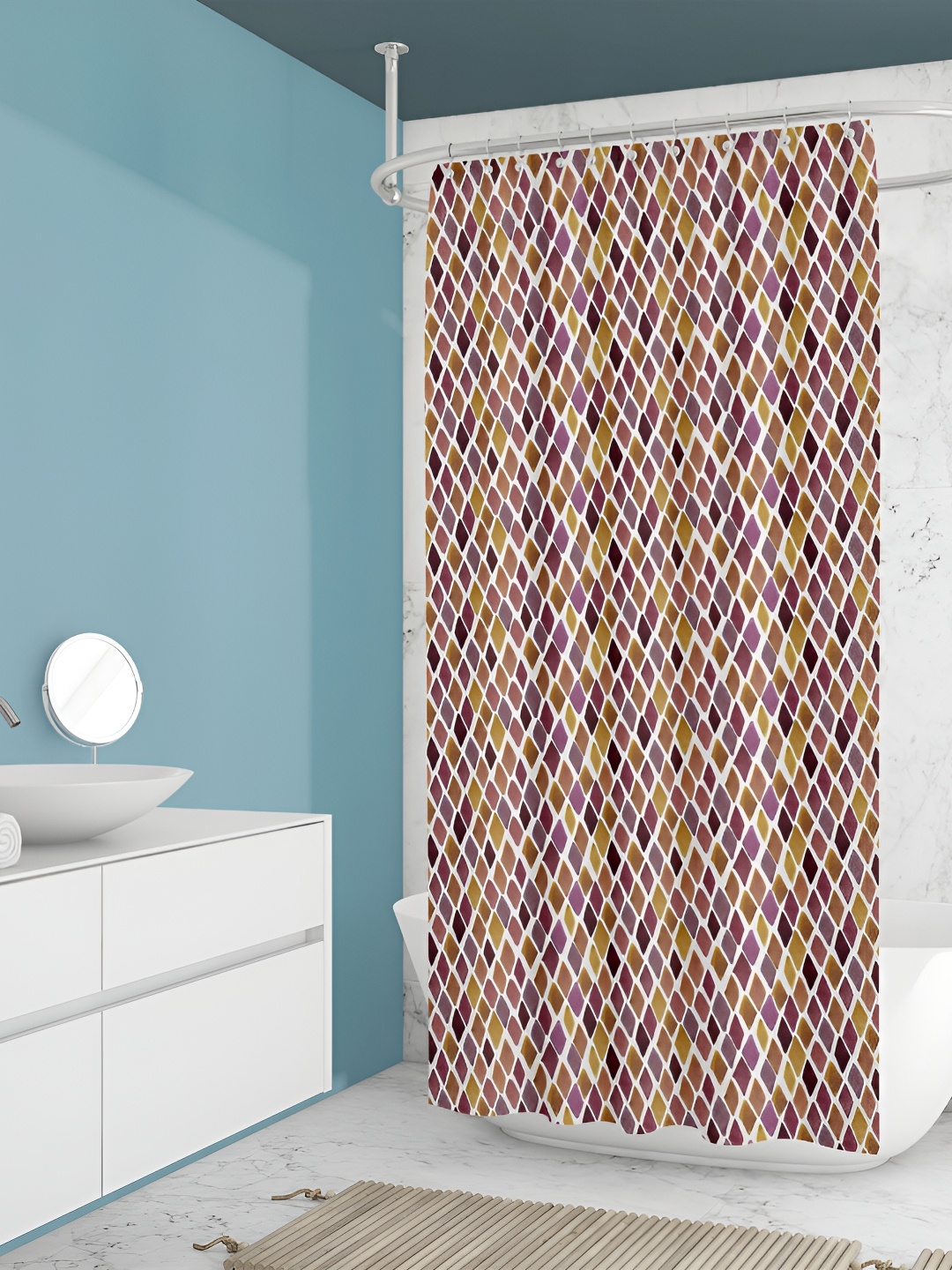 

ArtzFolio White & Purple Printed Waterproof Shower Curtains