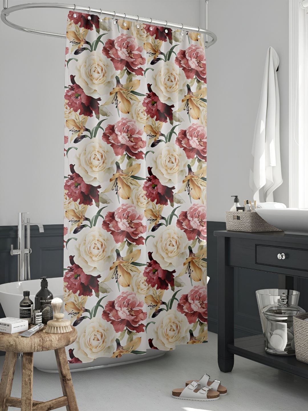 

ArtzFolio Yellow & Pink Printed Waterproof Shower Curtain