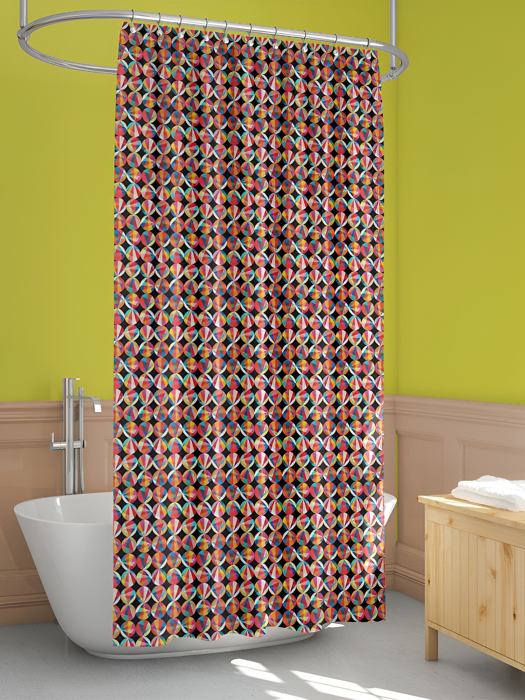 

ArtzFolio Black & Pink Printed Water Proof Shower Curtain
