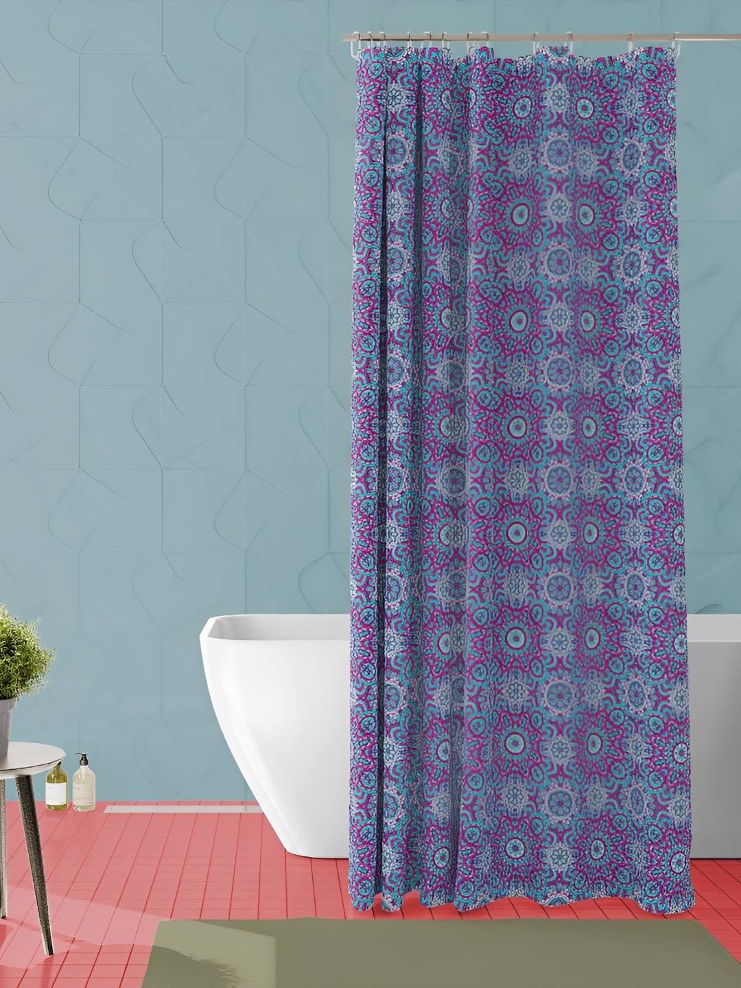 

ArtzFolio Purple and Pink Floral Printed Waterproof Shower Curtain