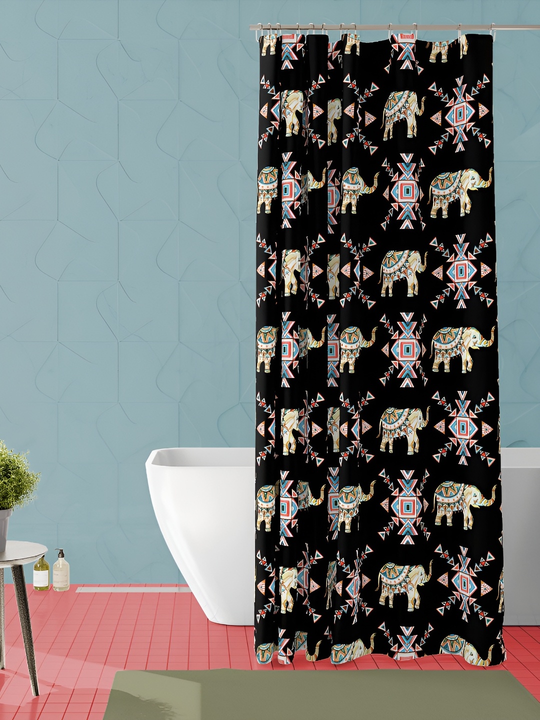 

ArtzFolio Black Ethnic Motifs Printed Waterproof Shower Curtain