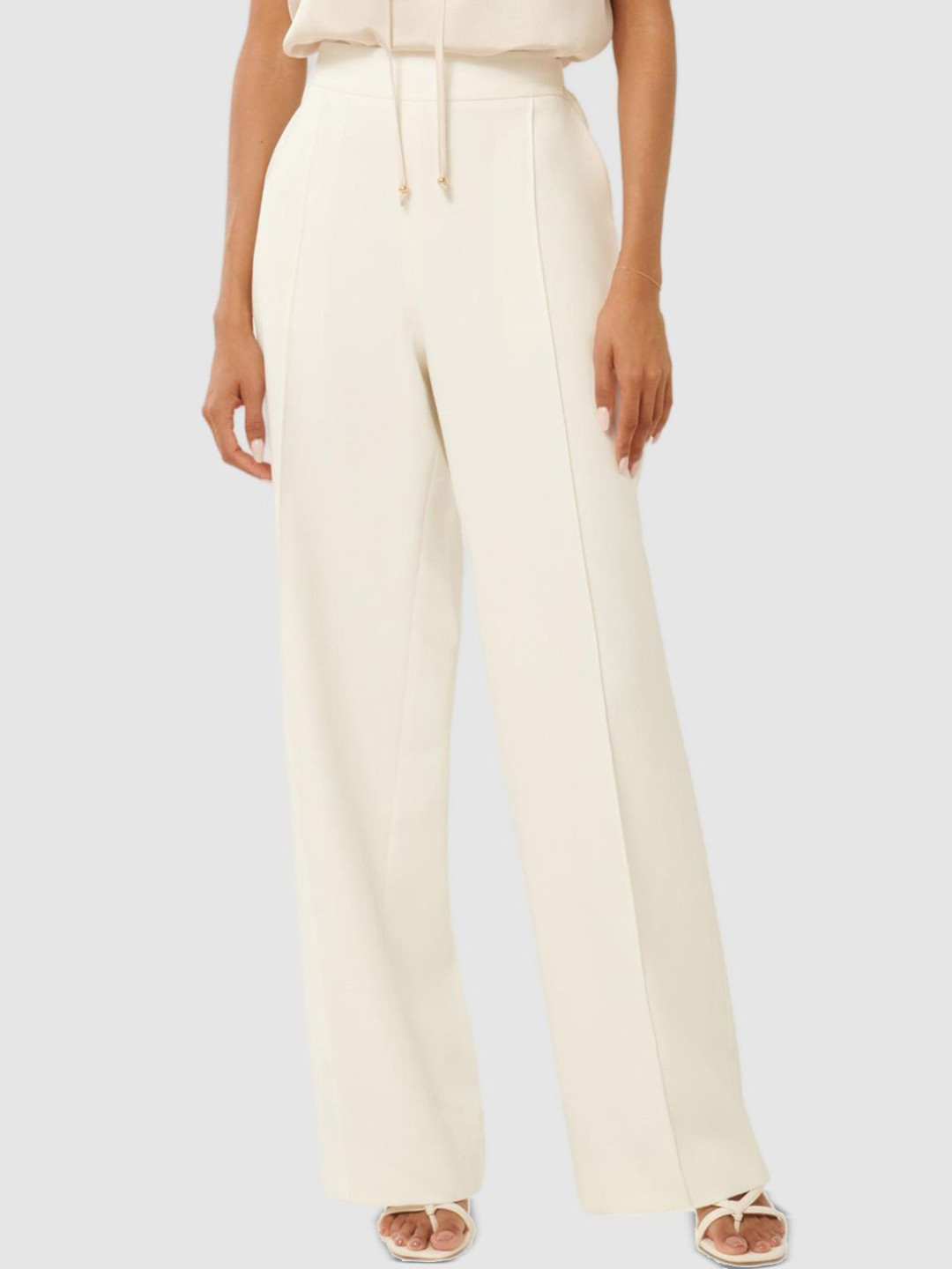 

Forever New Women Classic Straight Fit High-Rise Trousers, White